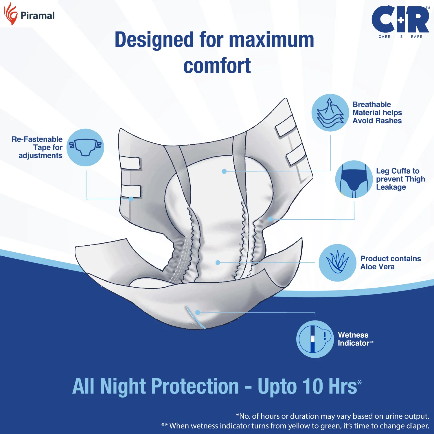 CIR Premium Adult Tape Diapers- All Night Protection with Aloe Vera -10 Units | unisex - Image 11