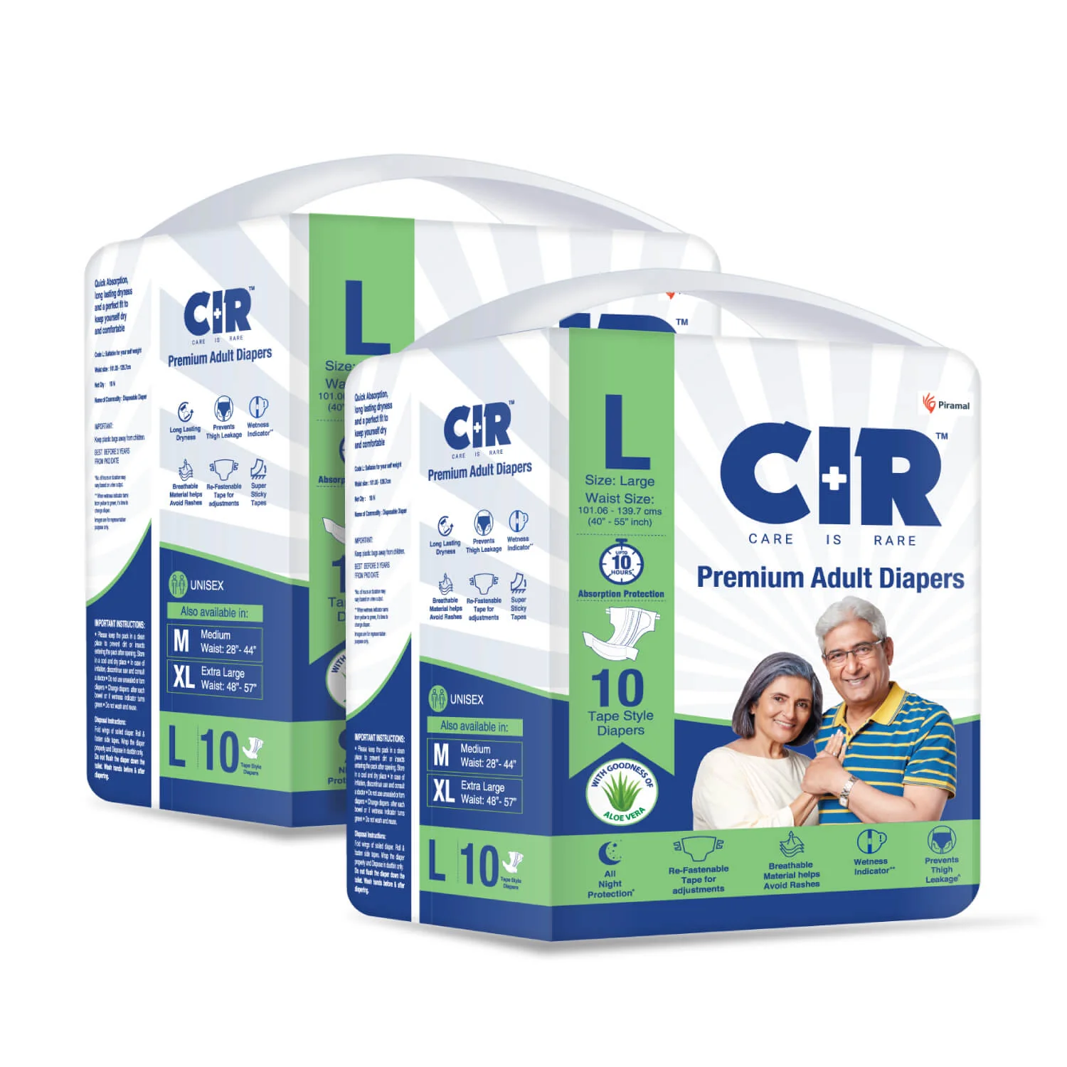 CIR Premium Adult Tape Diapers- All Night Protection with Aloe Vera -10 Units | unisex - Image 5