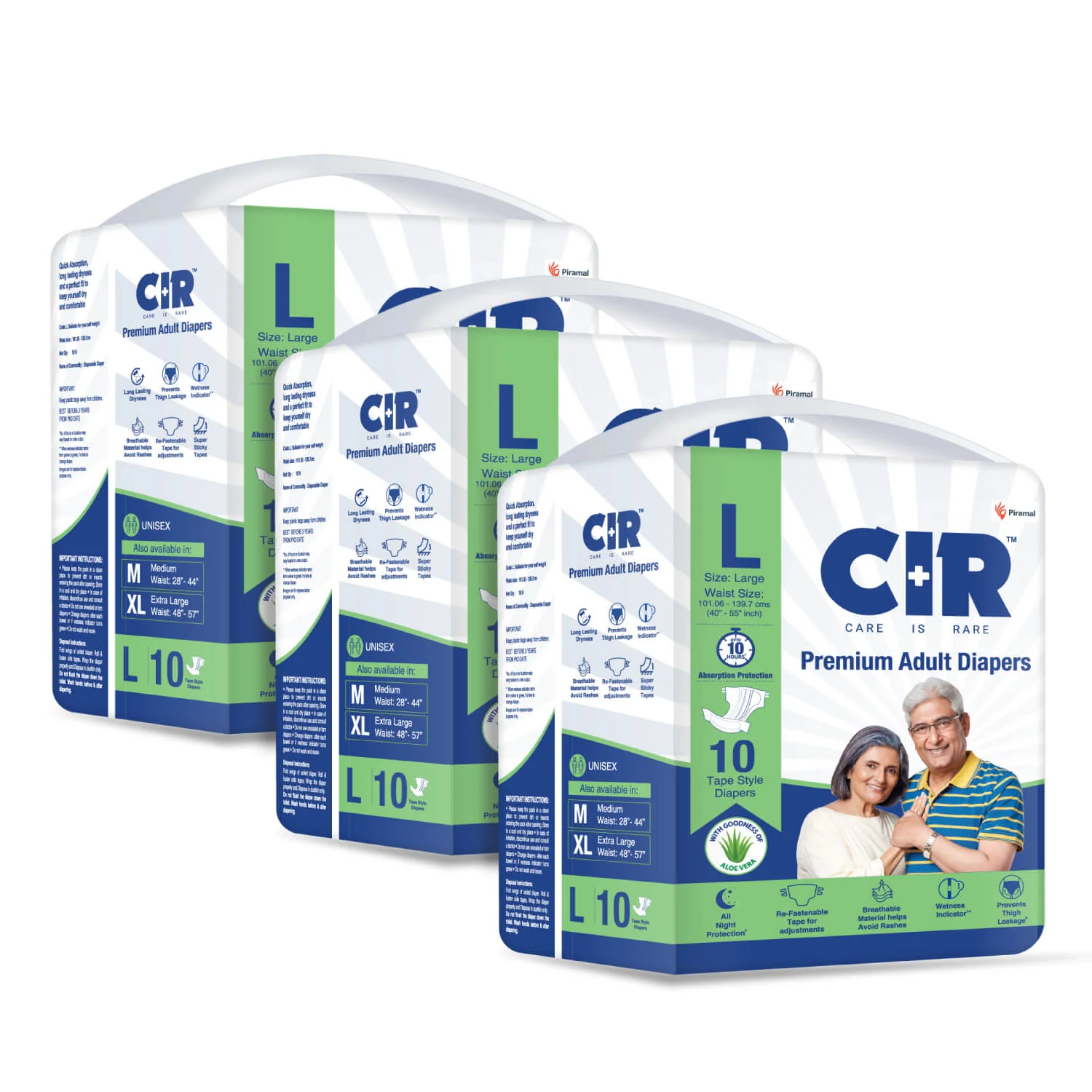CIR Premium Adult Tape Diapers- All Night Protection with Aloe Vera -10 Units | unisex - Image 6