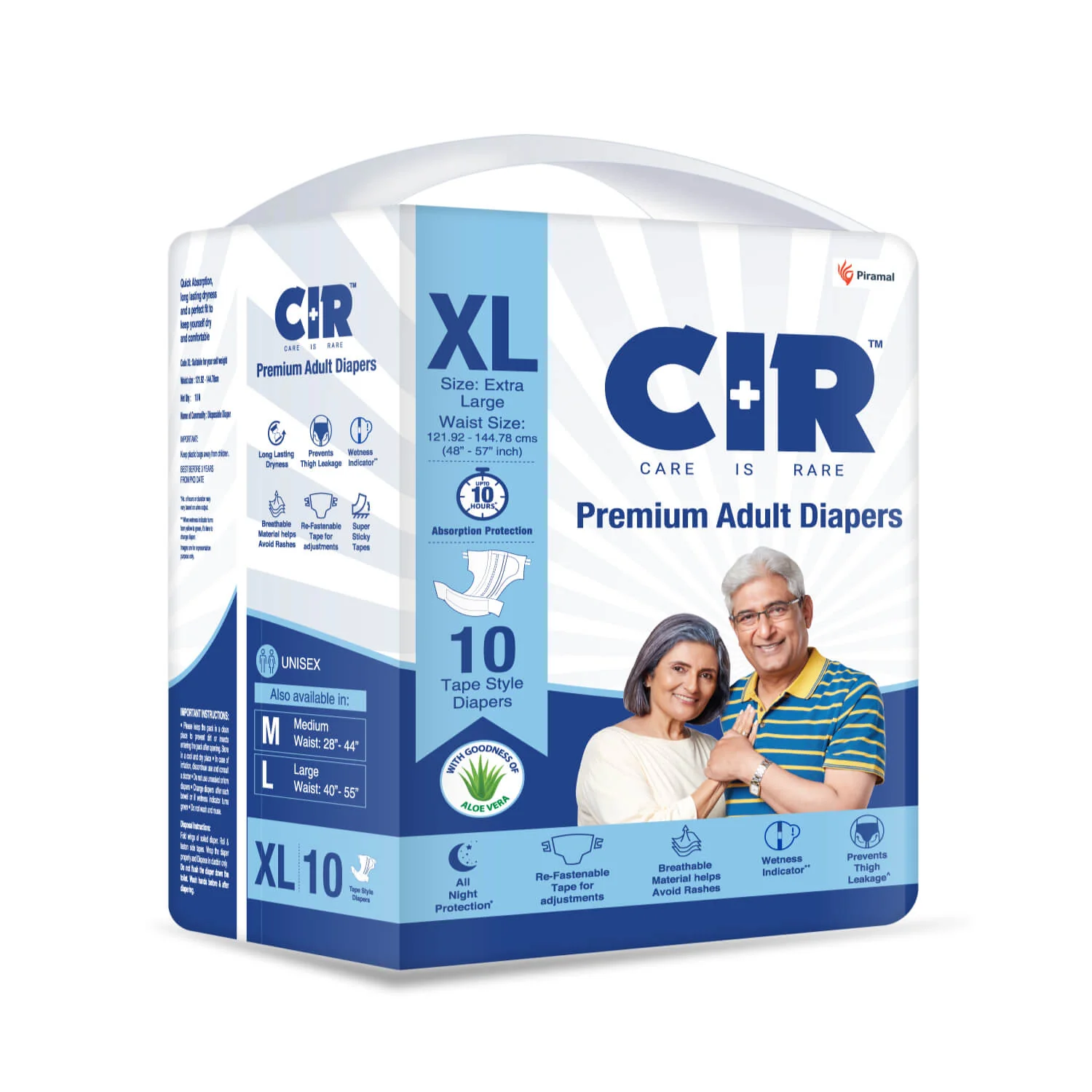 CIR Premium Adult Tape Diapers- All Night Protection with Aloe Vera -10 Units | unisex - Image 7