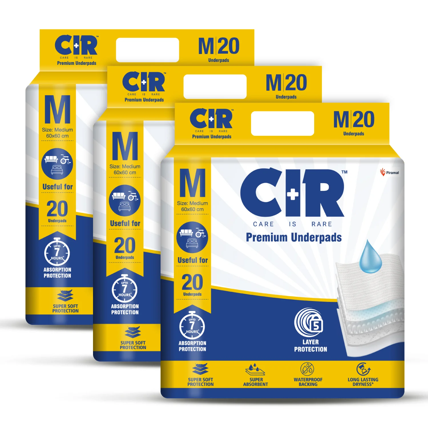 CIR Premium Underpads, Medium (60x60cm) | 7 hrs Absorption Protection | 20 Units | Waterproof | Protects Surfaces from Incontinence | Super Soft Polymer - Image 10