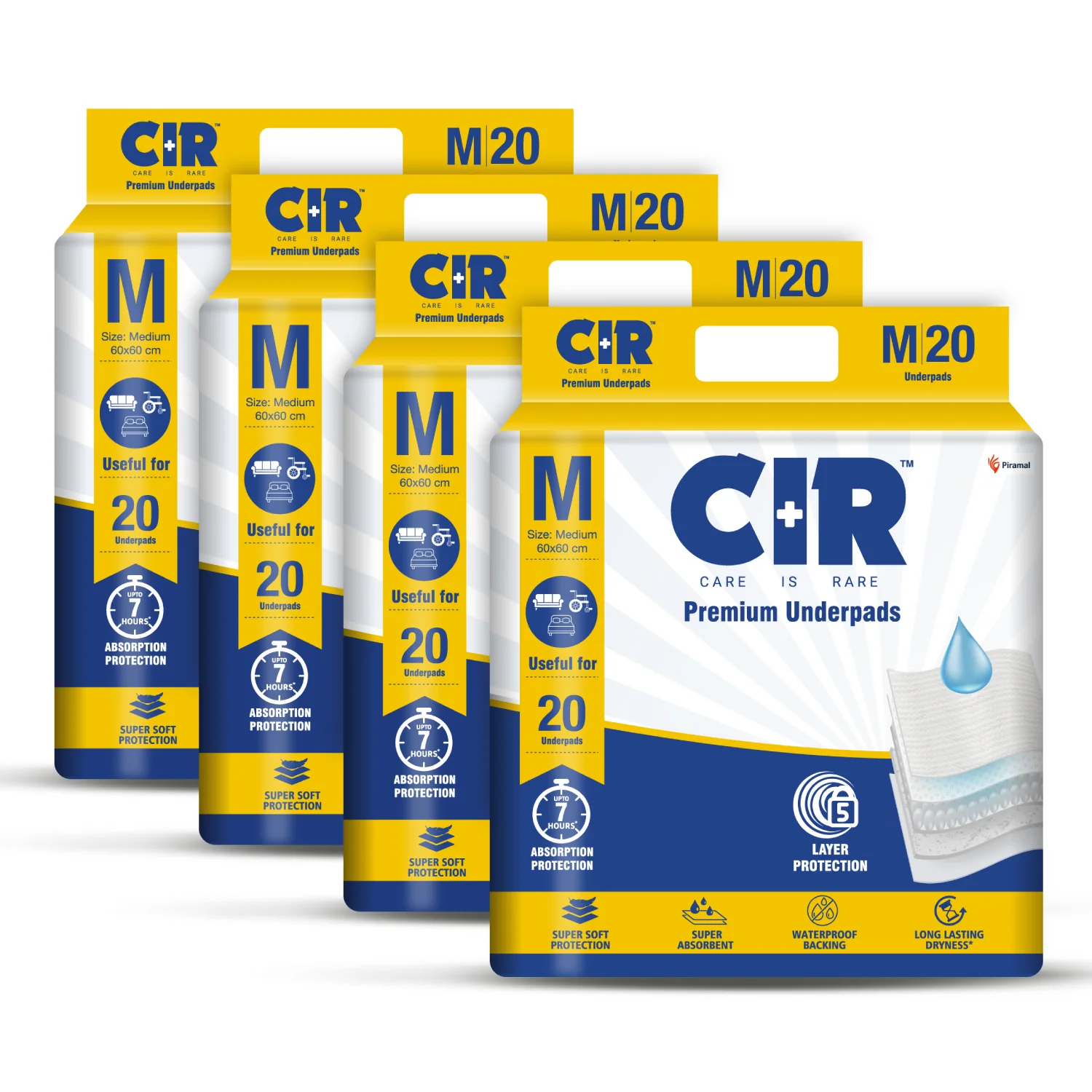 CIR Premium Underpads, Medium (60x60cm) | 7 hrs Absorption Protection | 20 Units | Waterproof | Protects Surfaces from Incontinence | Super Soft Polymer - Image 11