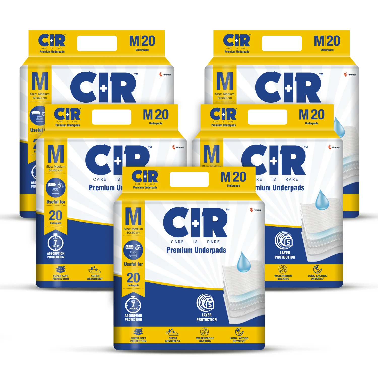 CIR Premium Underpads, Medium (60x60cm) | 7 hrs Absorption Protection | 20 Units | Waterproof | Protects Surfaces from Incontinence | Super Soft Polymer - Image 12
