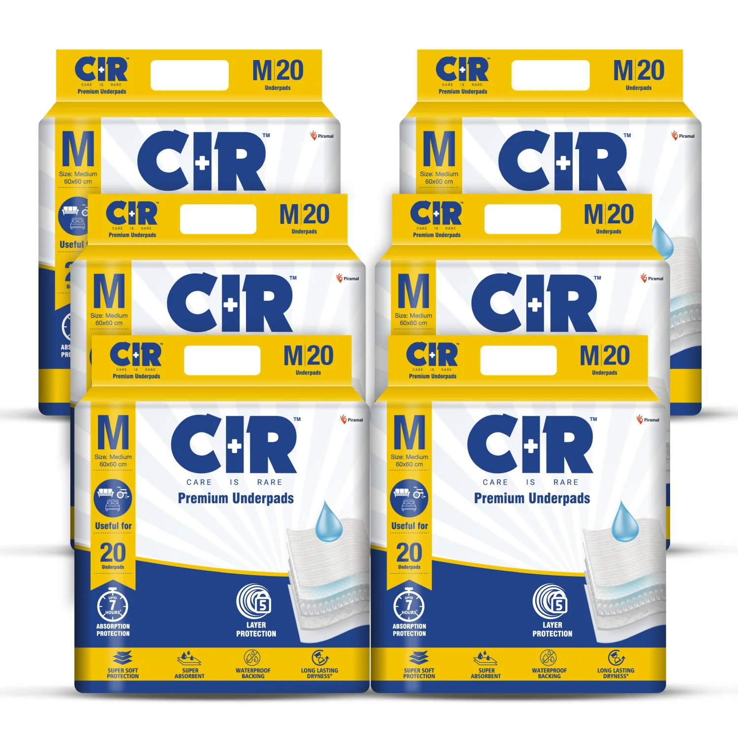 CIR Premium Underpads, Medium (60x60cm) | 7 hrs Absorption Protection | 20 Units | Waterproof | Protects Surfaces from Incontinence | Super Soft Polymer - Image 13