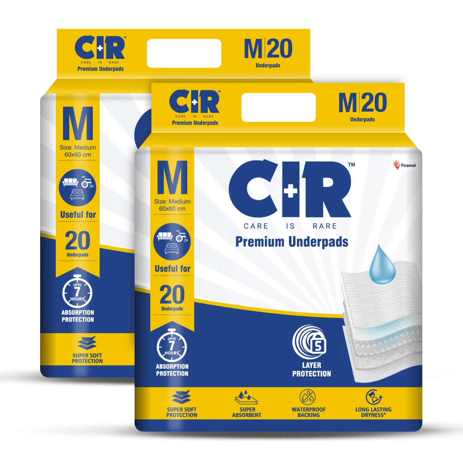 CIR Premium Underpads, Medium (60x60cm) | 7 hrs Absorption Protection | 20 Units | Waterproof | Protects Surfaces from Incontinence | Super Soft Polymer - Image 9