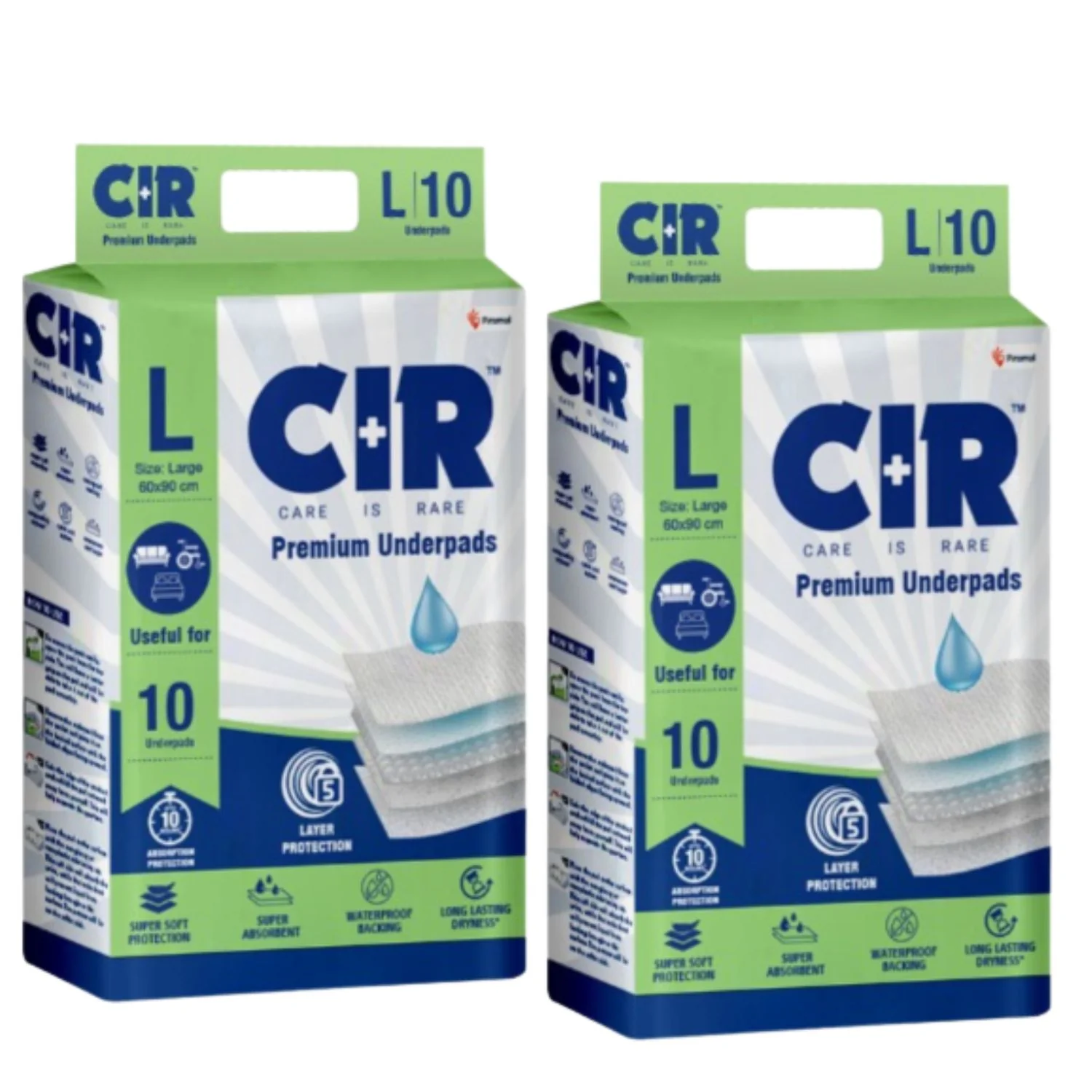 CIR Premium Underpads, Large (90x60cm) I 10 hrs Absorption Protection I 10 Units I Waterproof I Protects Surfaces from Incontinence I Super Soft Polymer - Image 8