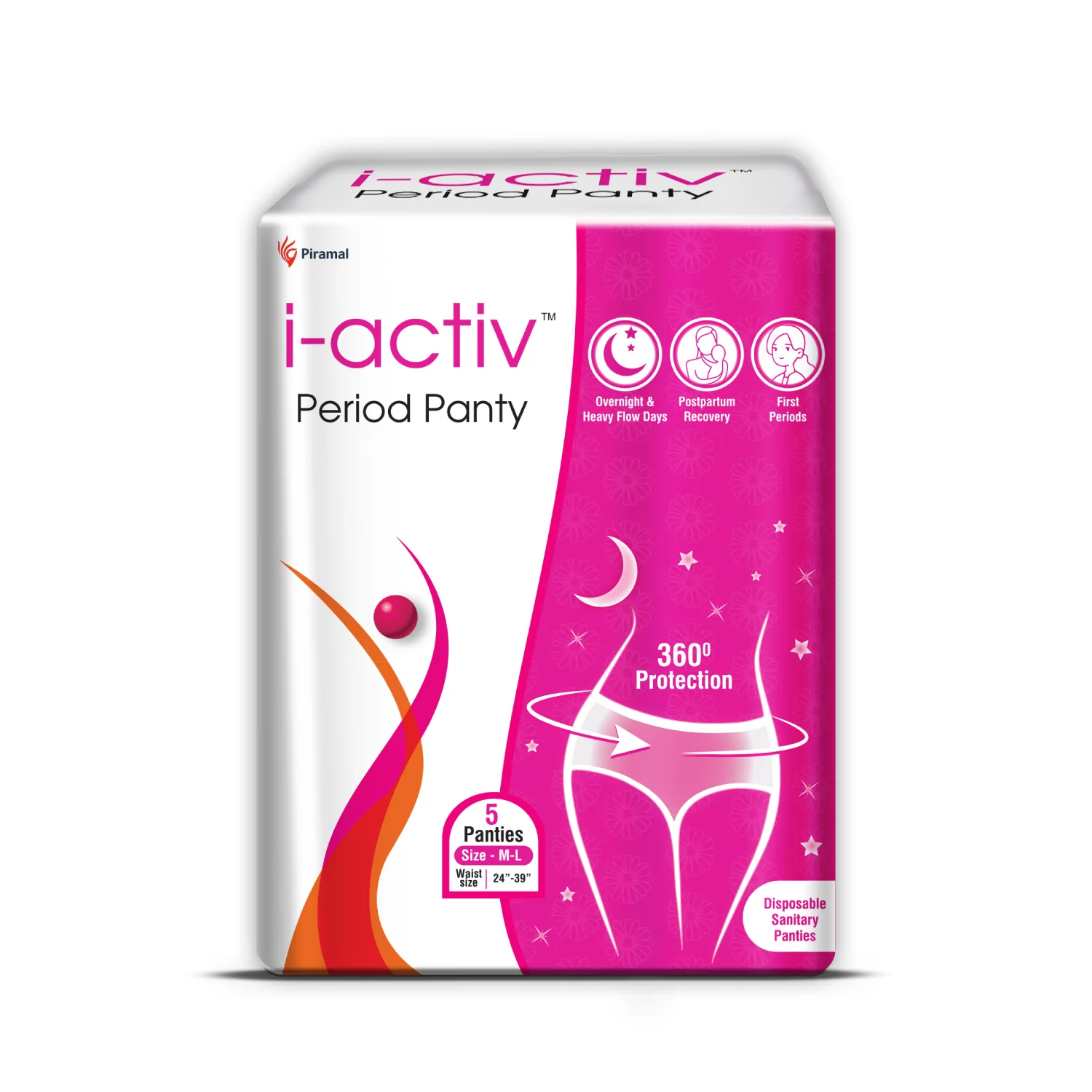 i-activ Period Panty for Girls & Women | M-L | Disposable Period Panties for Women Leak Proof | Maternity Pads for Heavy Flow Periods | Overnight 360 Degree Protection | Waist Size-24 to 39" - Image 6