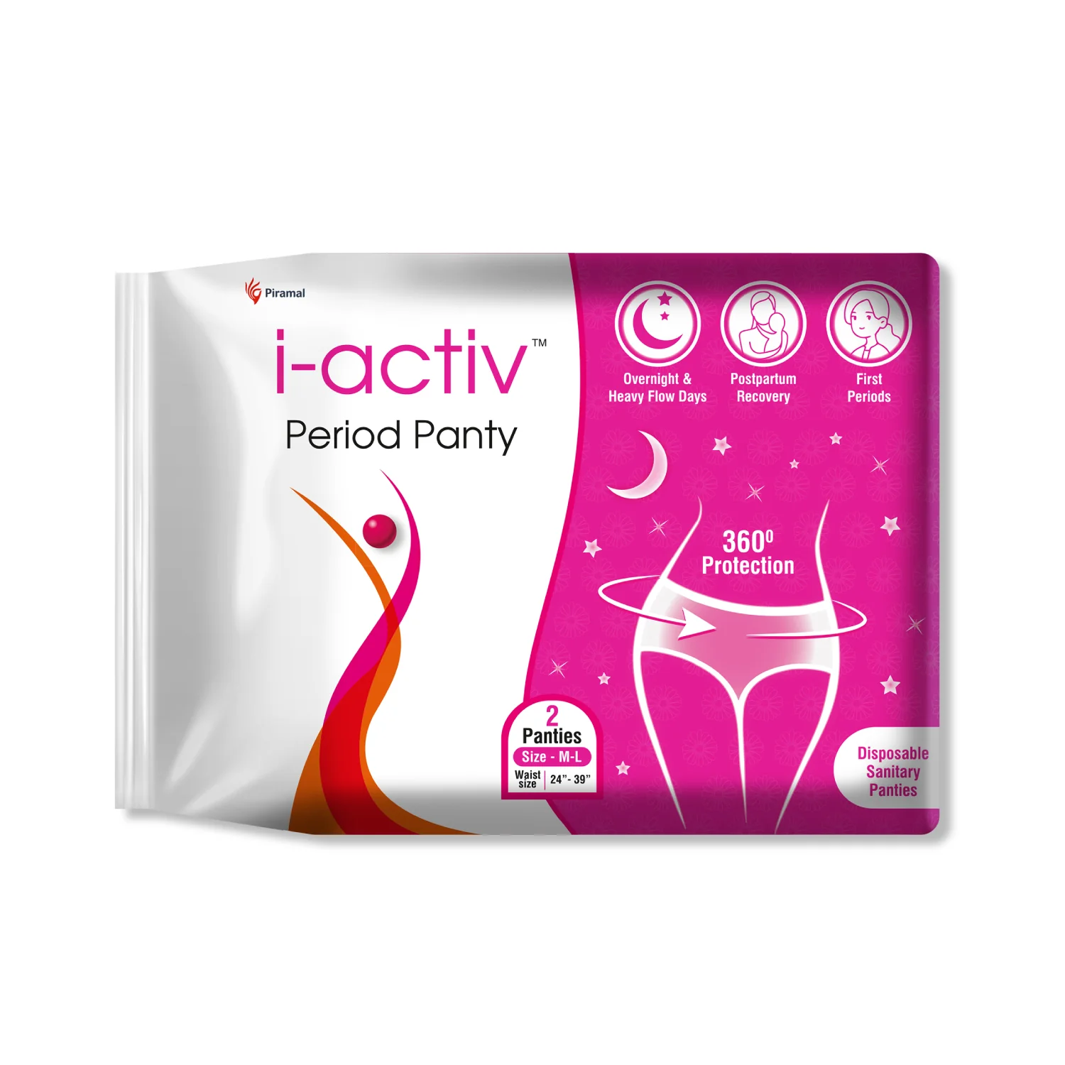 i-activ Period Panty for Girls & Women | M-L | Disposable Period Panties for Women Leak Proof | Maternity Pads for Heavy Flow Periods | Overnight 360 Degree Protection | Waist Size-24 to 39" - Image 7