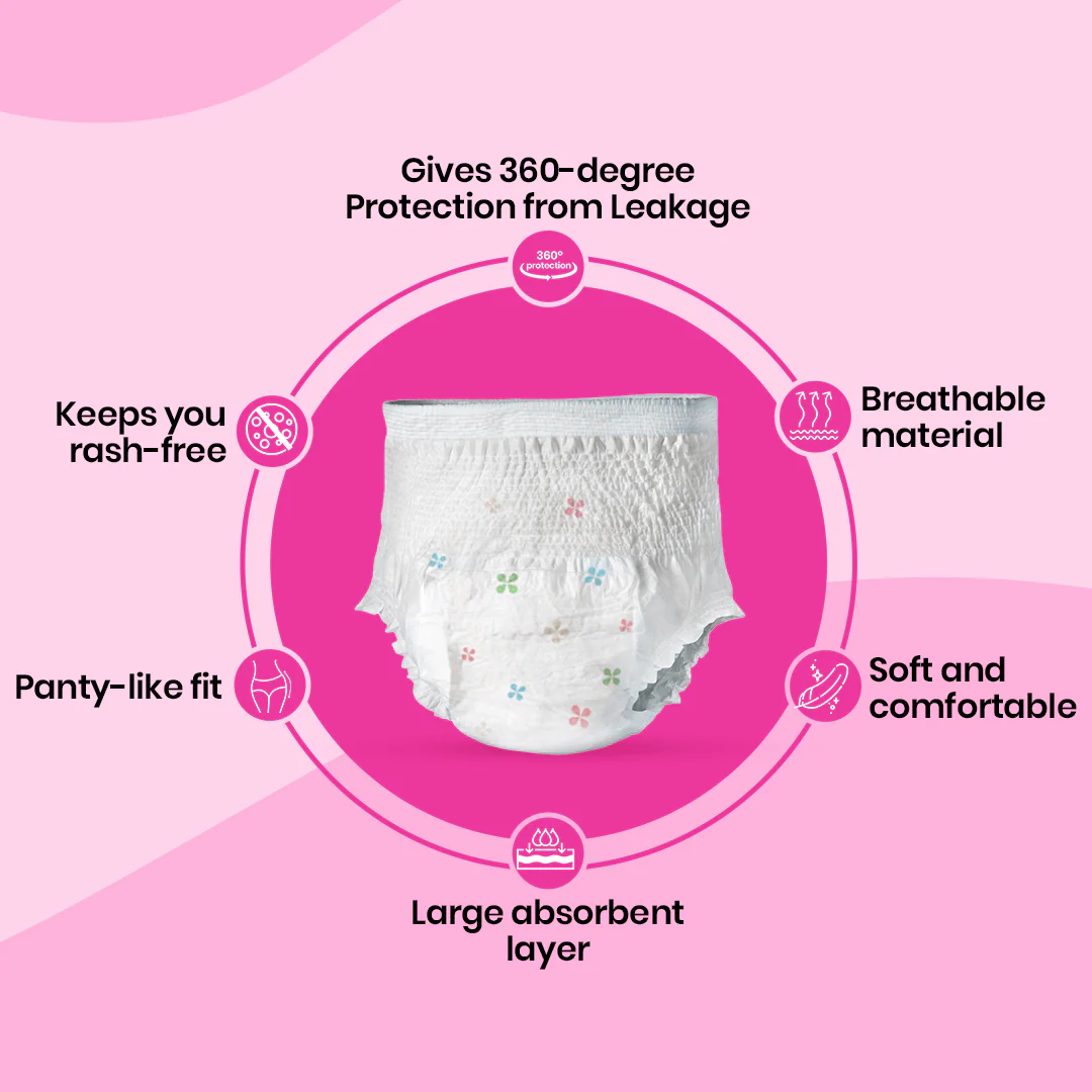 i-activ Period Panty for Girls & Women | L-XL | Disposable Period Panties for Women Leak Proof | Maternity Pads for Heavy Flow Periods | Overnight 360 Degree Protection | Waist Size - 31" to 48" - Image 3