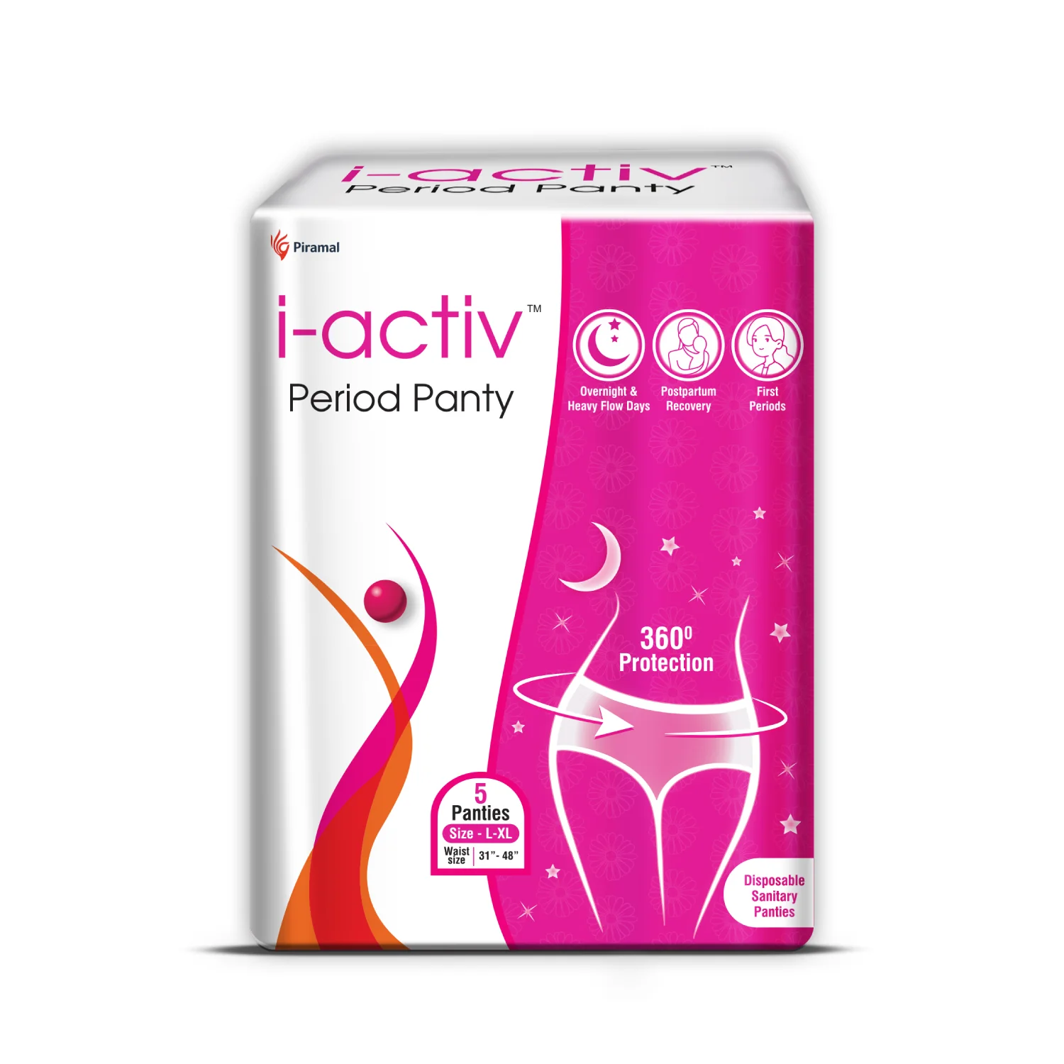 i-activ Period Panty for Girls & Women | L-XL | Disposable Period Panties for Women Leak Proof | Maternity Pads for Heavy Flow Periods | Overnight 360 Degree Protection | Waist Size - 31" to 48" - Image 6