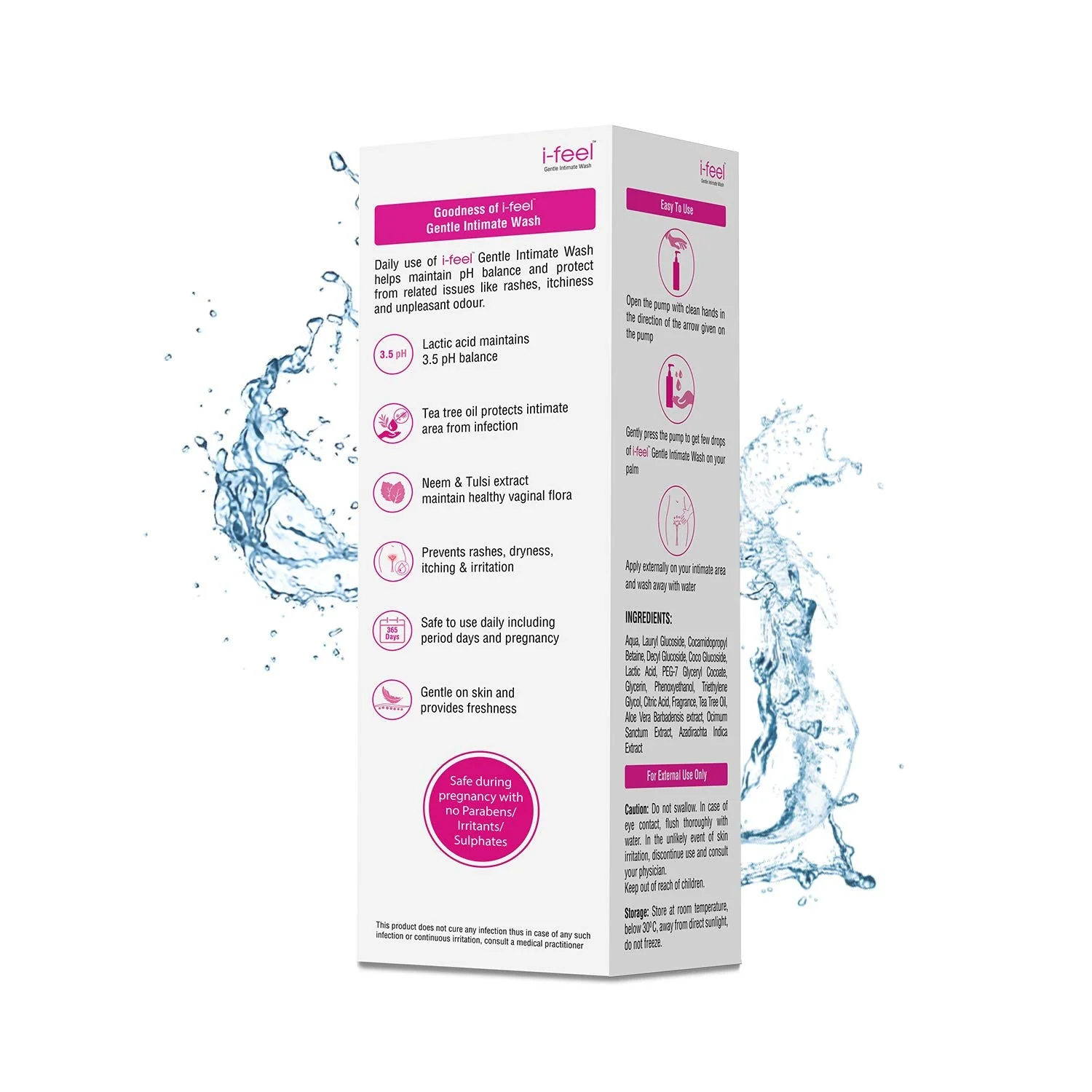 i-feel Gentle Intimate Wash | Contains Tea-Tree Oil, Neem, Tulsi & Aloevera Extracts, 100ml Buy 1 Get 1 Free - Image 4