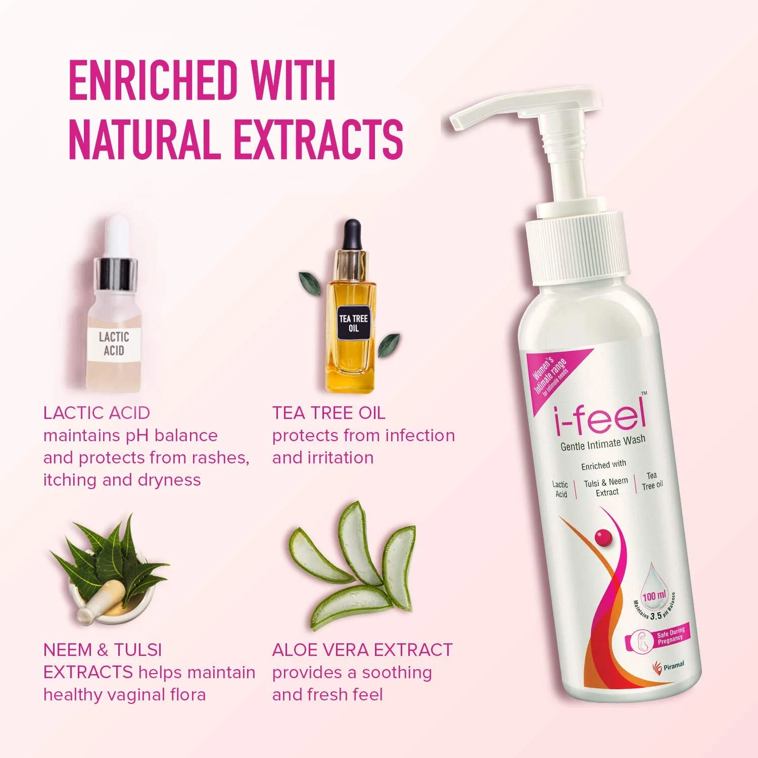 i-feel Gentle Intimate Wash | Contains Tea-Tree Oil, Neem, Tulsi & Aloevera Extracts, 100ml Buy 1 Get 1 Free - Image 5
