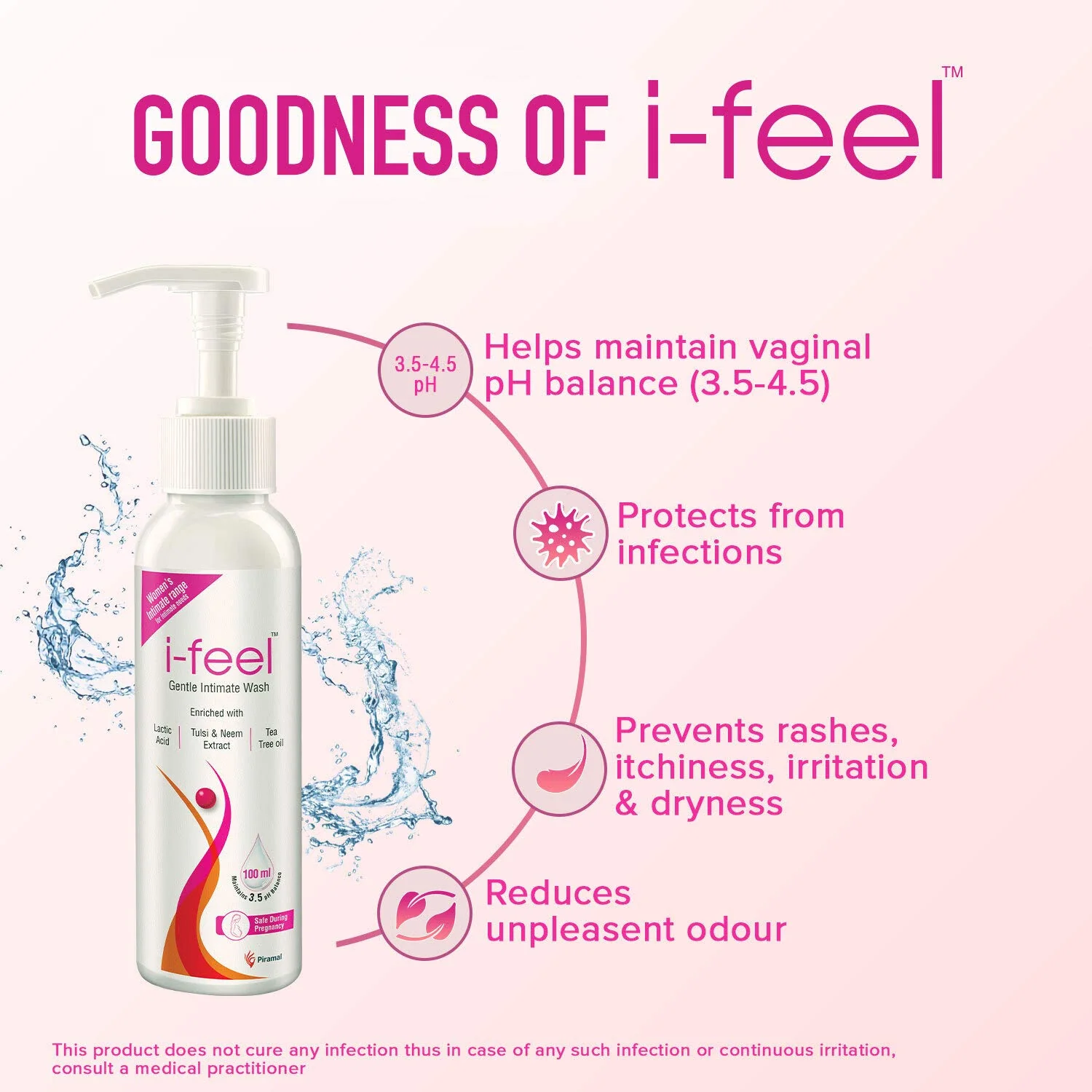 i-feel Gentle Intimate Wash | Contains Tea-Tree Oil, Neem, Tulsi & Aloevera Extracts, 100ml - Image 4