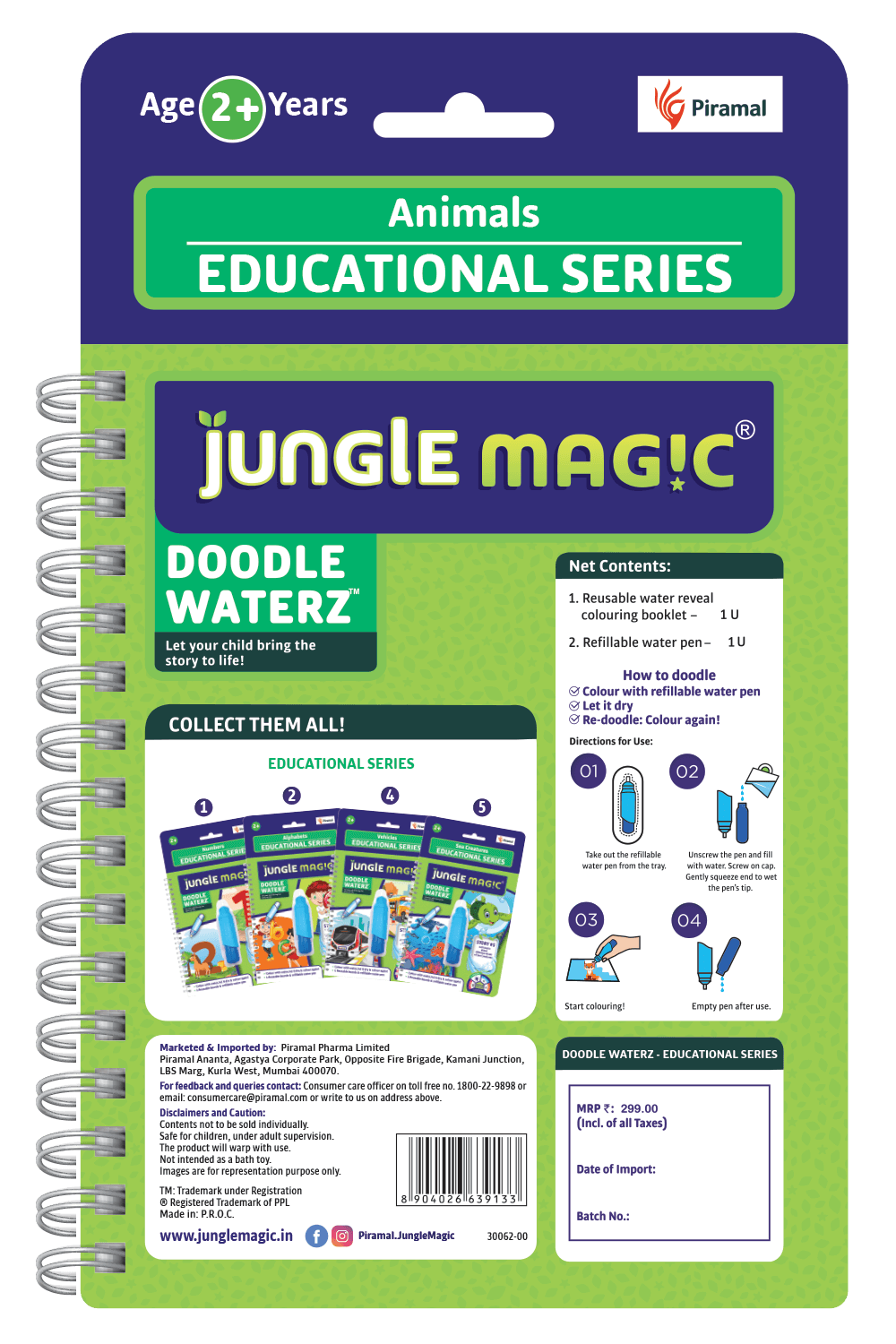 Jungle Magic Doodle Waterz | Reusable Water Colouring Book for Children Combo | Alphabets  | Animals | Numbers | Sea Creatures | Vehicles - Image 9