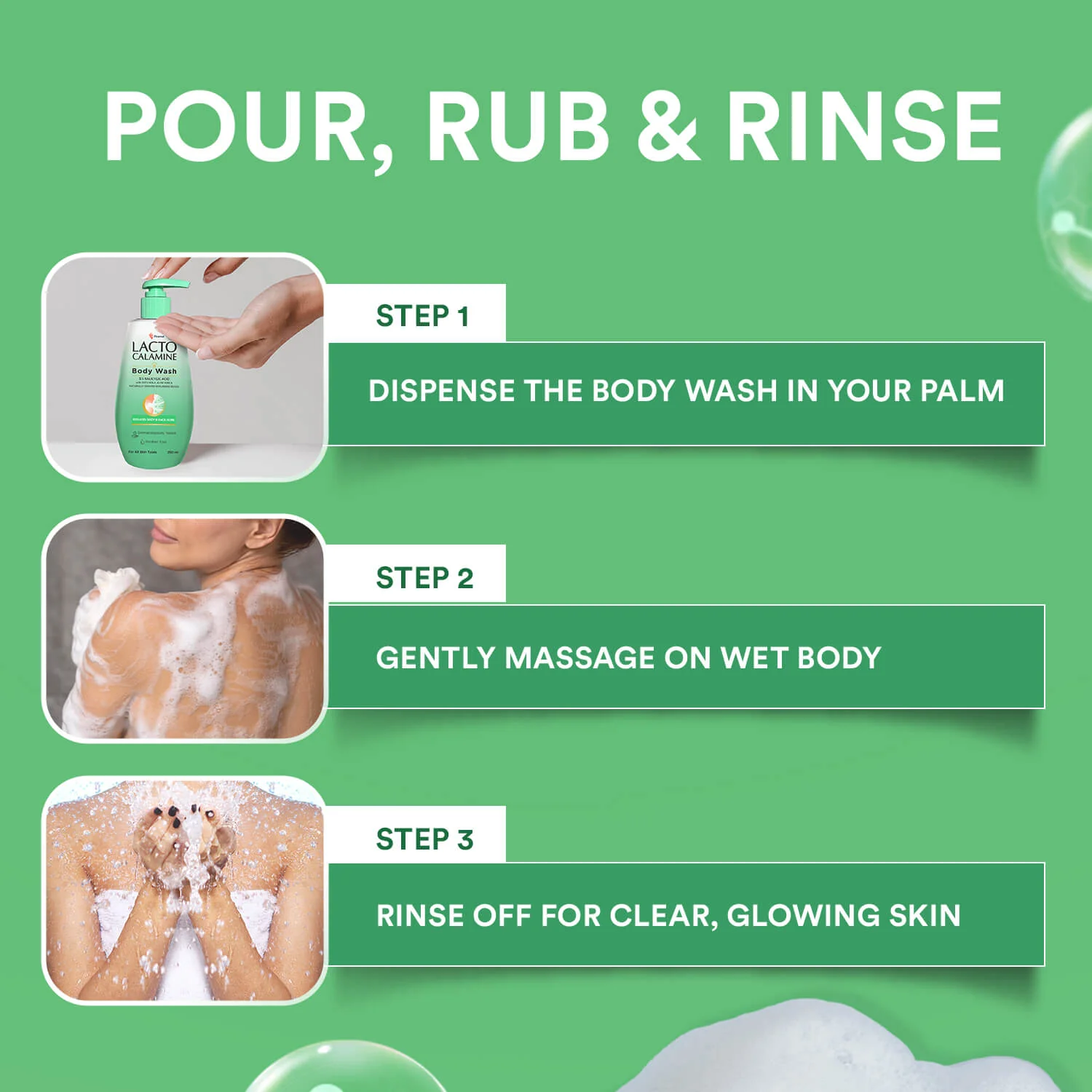 Lacto Calamine  1% Salicylic Acid Body Wash | Pouch Pack | With Cica, Aloe Vera, Turmeric & Naturally Derived Scrubbing Beads |Reduce Stubborn Body Acne | For Women| - Image 6