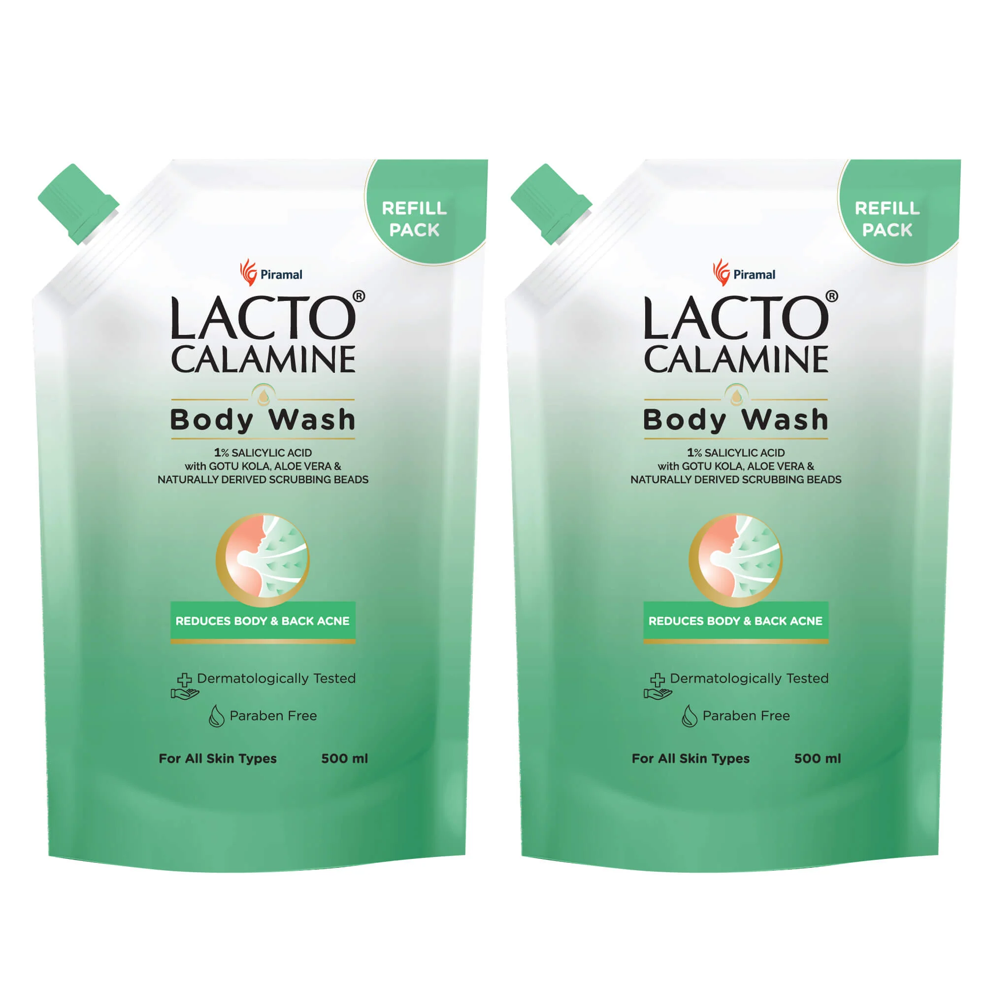 Lacto Calamine  1% Salicylic Acid Body Wash | Pouch Pack | With Cica, Aloe Vera, Turmeric & Naturally Derived Scrubbing Beads |Reduce Stubborn Body Acne | For Women| - Image 8