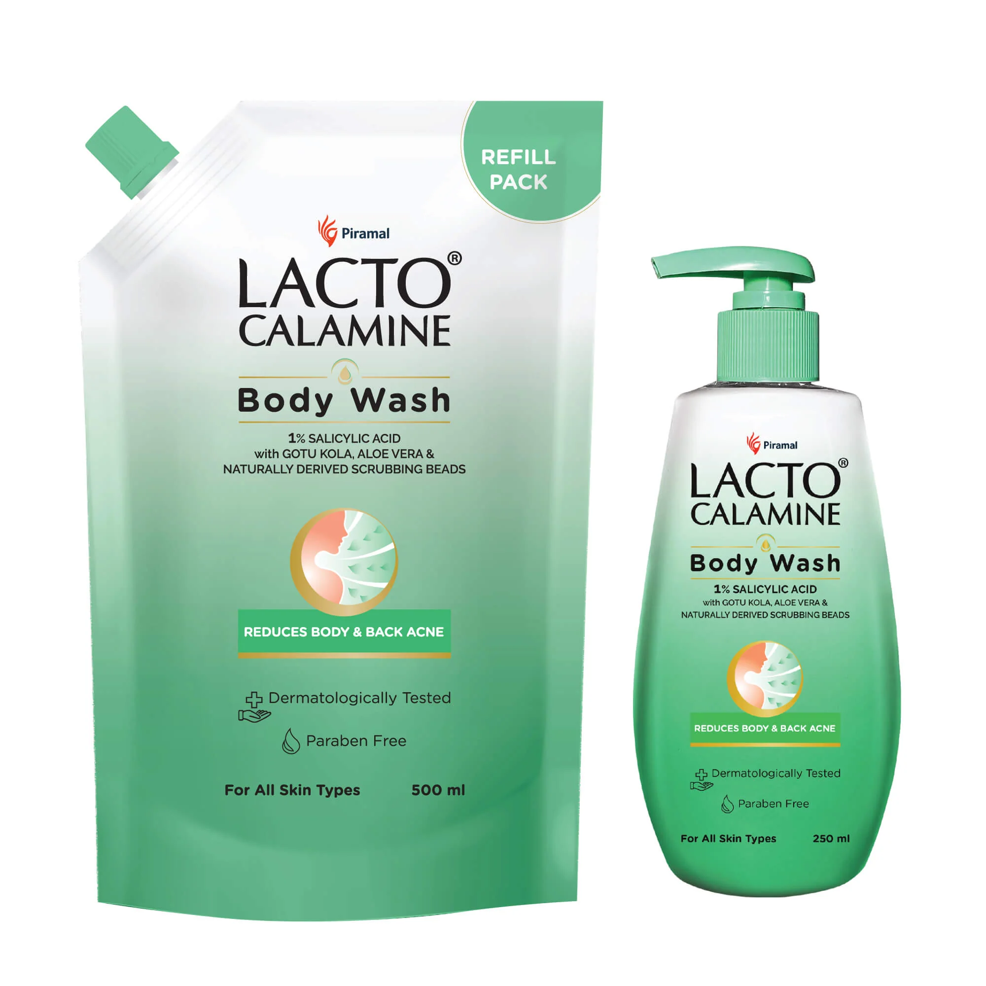 Lacto Calamine  1% Salicylic Acid Body Wash | Pouch Pack | With Cica, Aloe Vera, Turmeric & Naturally Derived Scrubbing Beads |Reduce Stubborn Body Acne | For Women| - Image 9