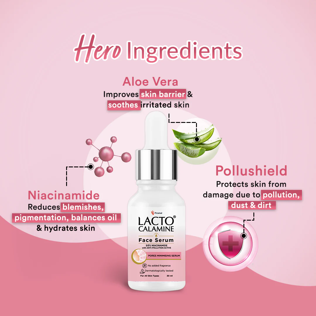 Lacto Calamine 10% Niacinamide Face Serum | 30ml | Pore Minimizing, Acne Marks, Blemishes & Oil Balancing,Reduces Pigmentation | Dermatologically Tested & Fragrance Free | 30ml - Image 3