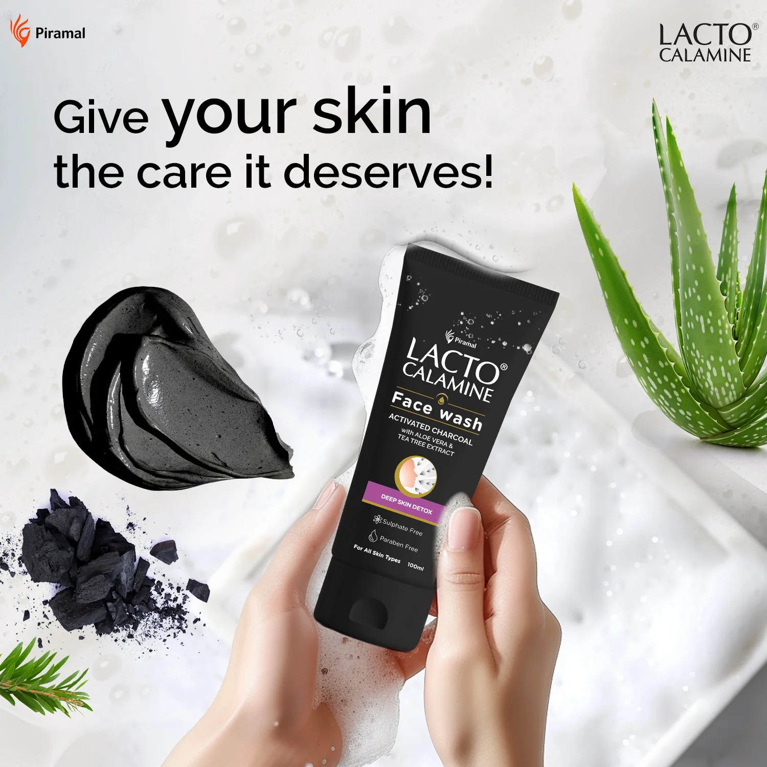 Lacto Calamine Activated Charcoal Face Wash with Aloe Vera & Tea Tree Extract for Deep Skin Detox. Removes impurities and fights blackheads & whiteheads. No Parabens, No Sulphates - 100 ml - Image 6