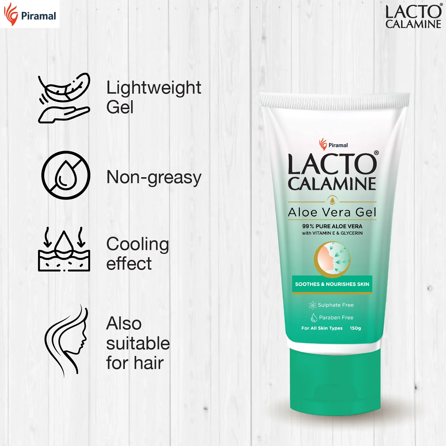 Lacto Calamine Aloe Vera Gel For Face | Moisturizer For Face With 99% Pure Natural AloeVera, Vitamin E & Glycerin For Hydrating Skin, Body & Hair | No Parabens & Sulphates - Image 7