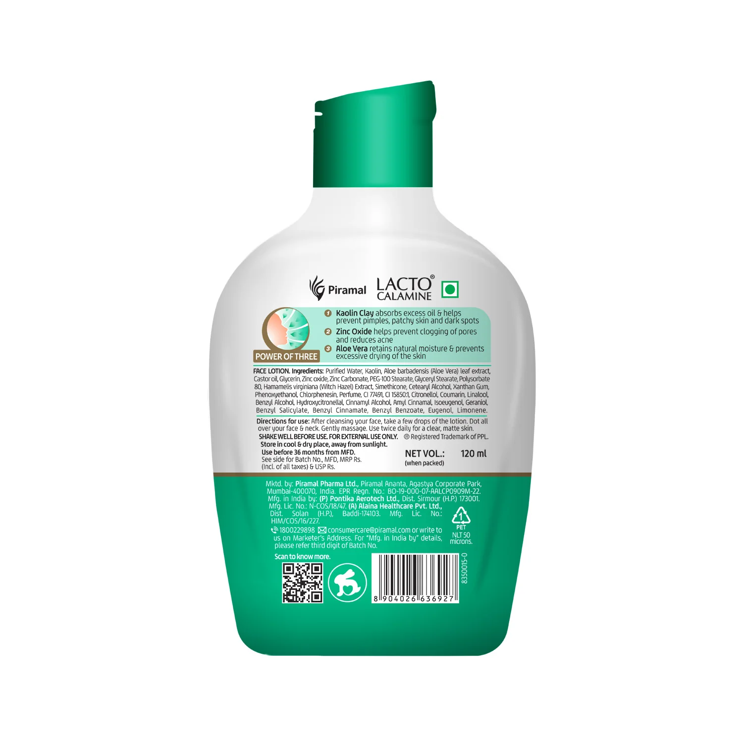 Lacto Calamine Face Lotion | Daily Moisturizer For Face - Combination To Normal Skin | Kaolin Clay & Aloe Vera | Fights Pimples, Darkspots & Blackheads | Body Lotion | 120ml - Image 8