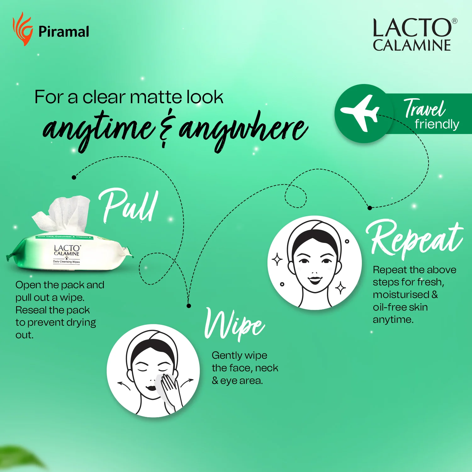 Lacto Calamine Daily Cleansing Facial Wipes | Wet Wipes for Face with Aloe Vera, Cucumber & Vitamin E | Makeup Remover Wipes| Paraben & Alcohol Free - Image 5