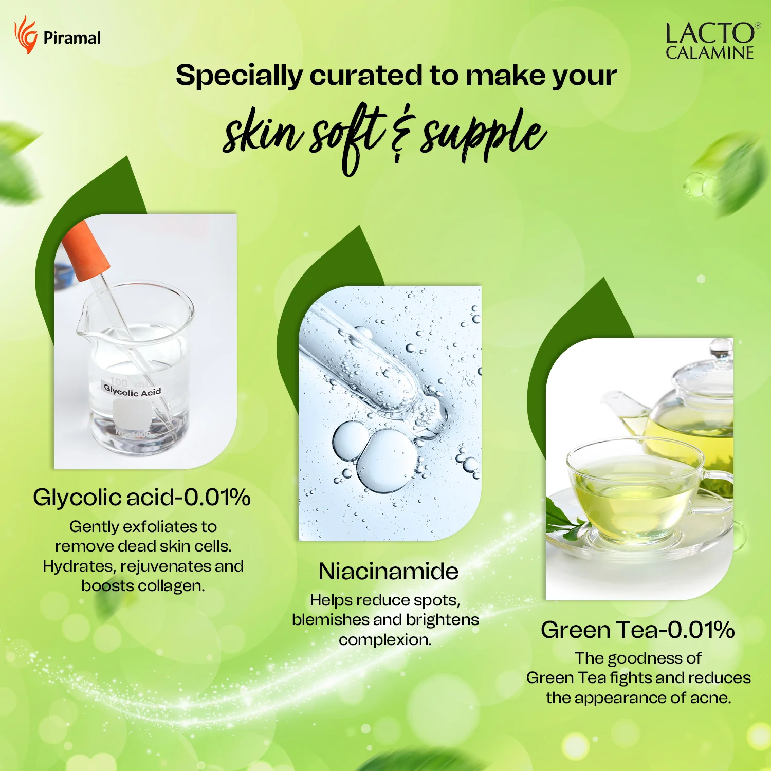 Lacto Calamine Green Tea Night Gel Moisturizer For Women | Night Cream For Oily Skin with Niacinamide & Glycolic Acid | Lightens Skin Tone & Overnight Hydration | Anti- Aging | 50g - Image 4