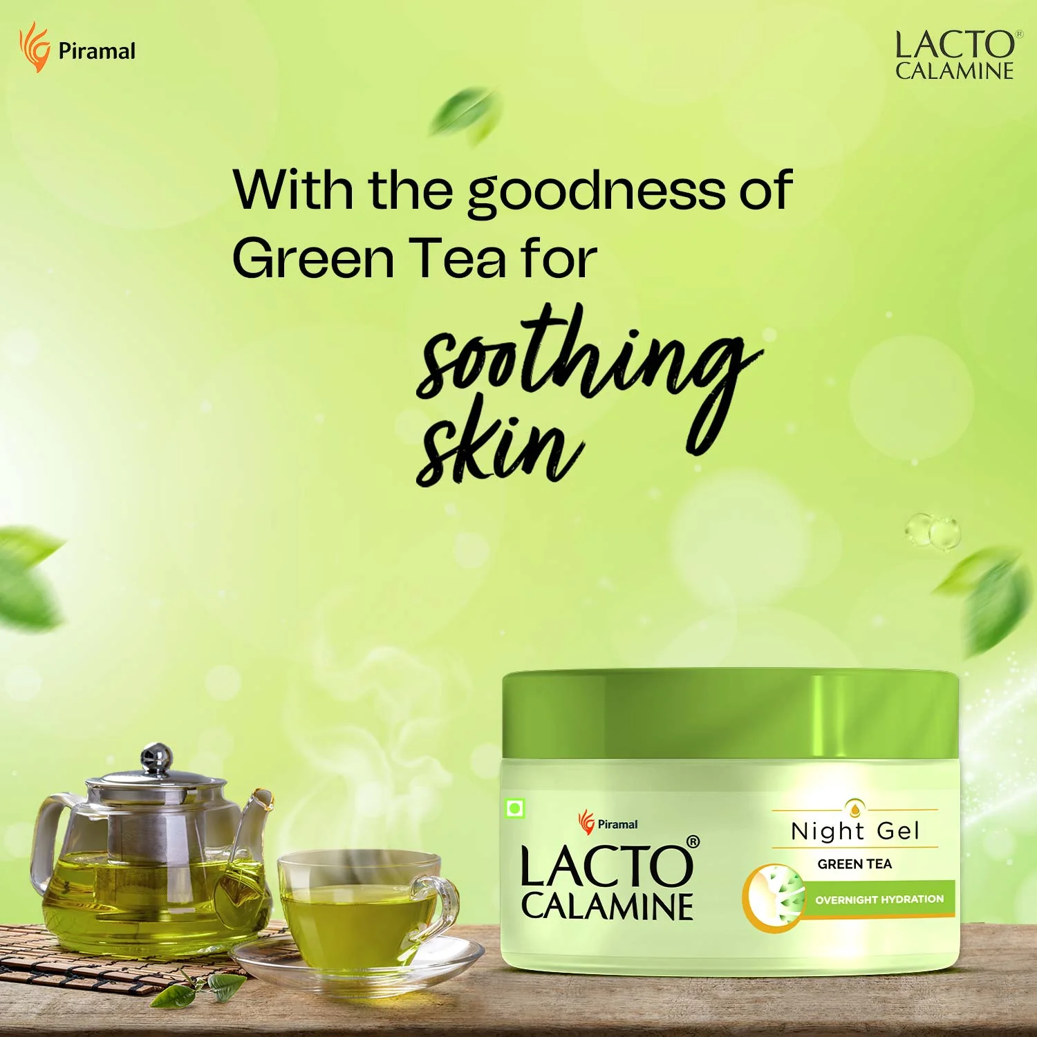 Lacto Calamine Green Tea Night Gel Moisturizer For Women | Night Cream For Oily Skin with Niacinamide & Glycolic Acid | Lightens Skin Tone & Overnight Hydration | Anti- Aging | 50g - Image 5