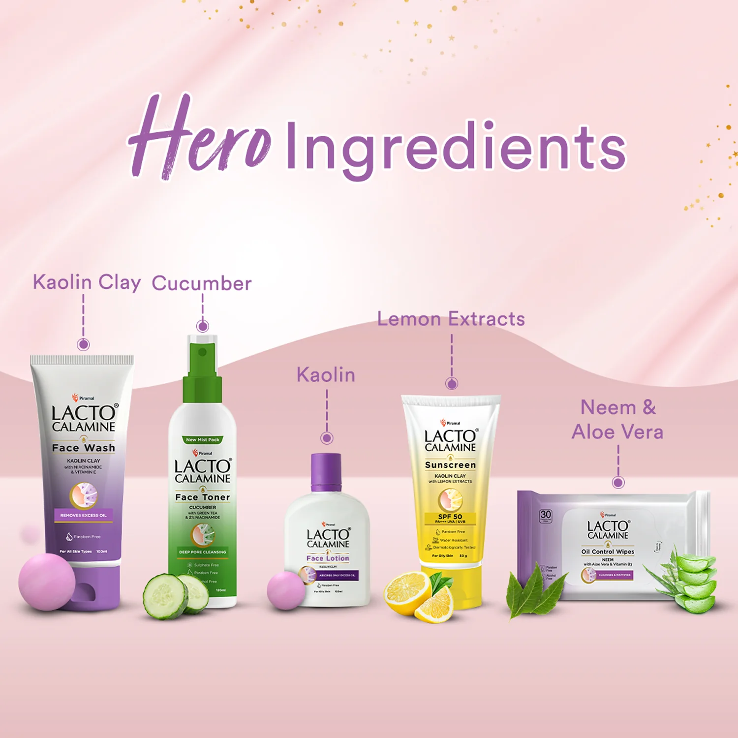 Lacto Calamine Premium Skincare Kit | Facewash, Sunscreen, Face Lotion, Toner, Facial wipes | For Oil Free Radiance | Set of 5 signature products | Gift box - Image 3