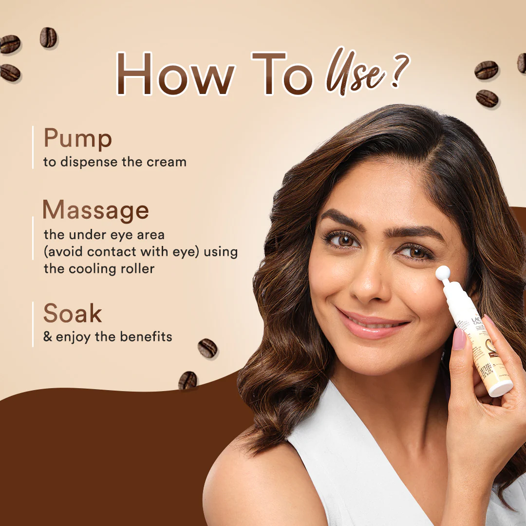 Lacto Calamine Under Eye Cream For Dark Circles for Women & Men | Fine Lines & Puffy Eyes With Cooling Massage Roller | With Coffee Oil, Multi-Peptides, Niacinamide, & Vitamin E | 15g - Image 5