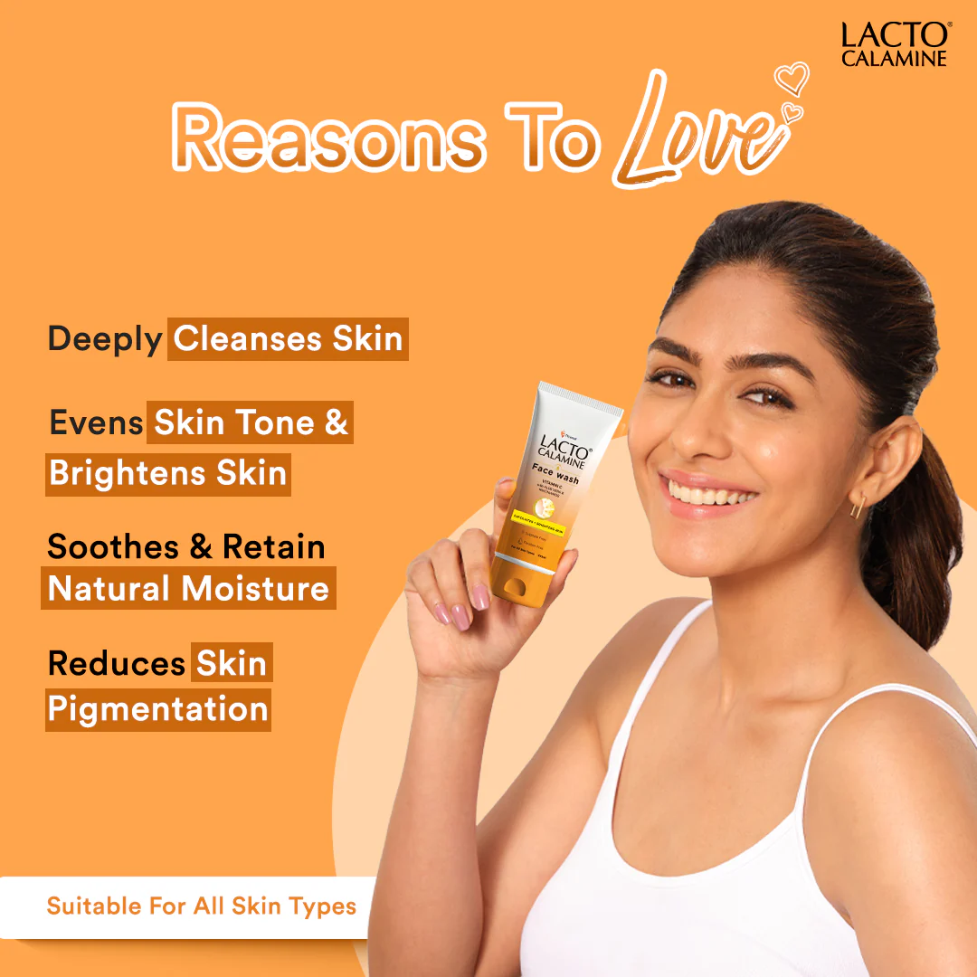 Lacto Calamine Vitamin C face wash with Aloe Vera & Niacinamide for bright and glowing skin | Exfoliates skin, reduces pigmentation, No parabens, no sulphates – (100 ml ), Orange - Image 3