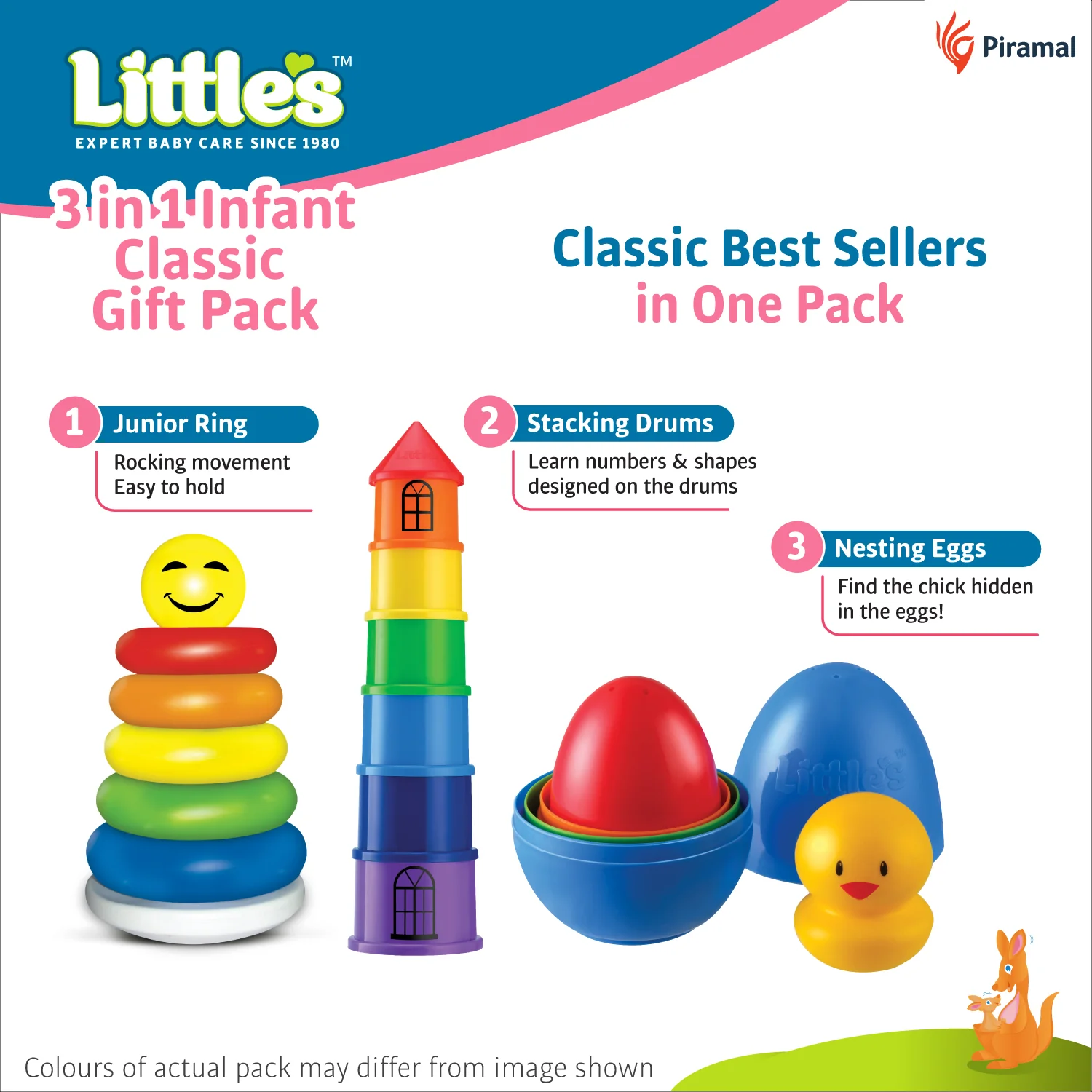 Little's 3 in 1 Infant Classic Gift Pack I Activity & Learning Toys for Babies I Multicolour I Infant & Preschool Toys I Develops fine motor skills & reasoning skills | 5 months and above - Image 3
