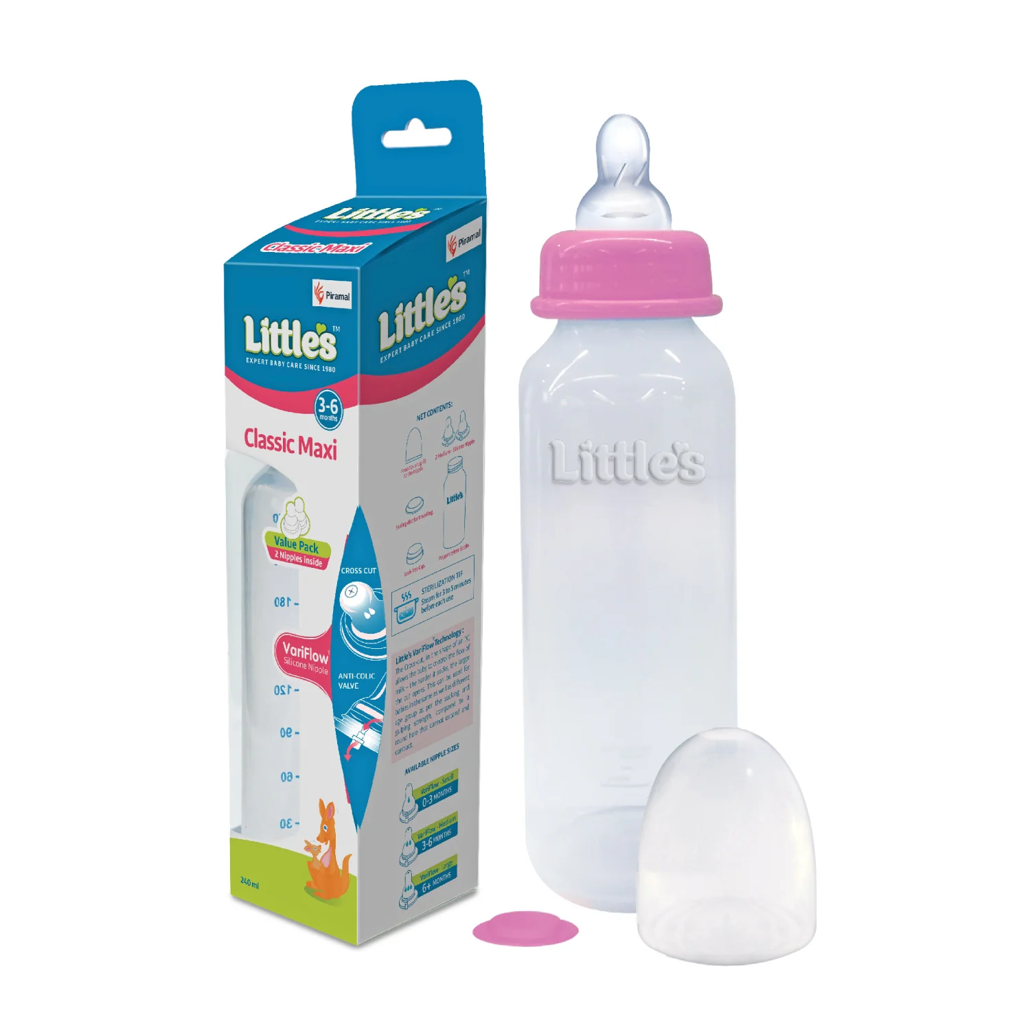 Littles Classic Maxi Feeding Bottle | Patented Nipple Design- 240 ml - Image 7