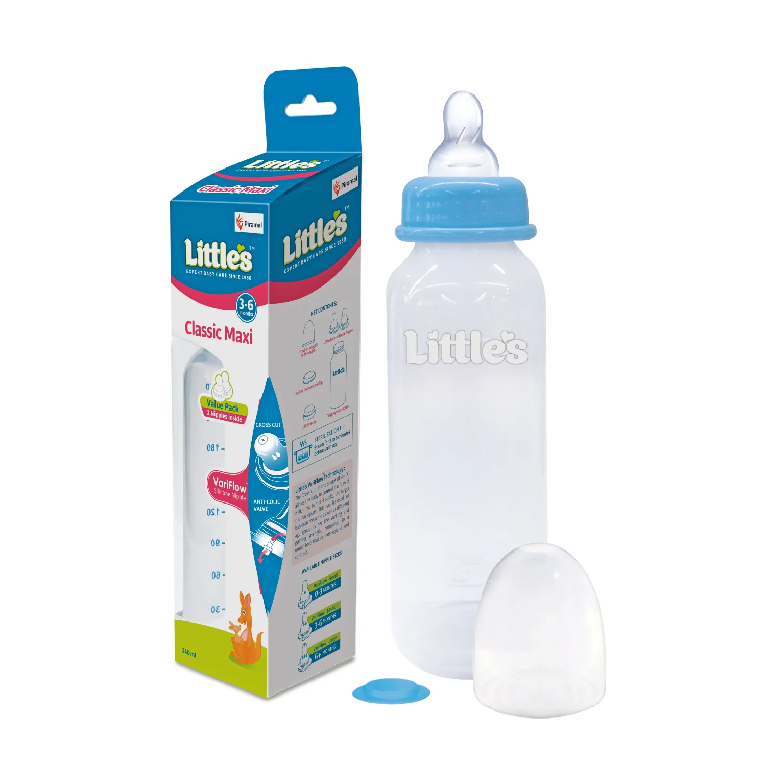 Littles Classic Maxi Feeding Bottle | Patented Nipple Design- 240 ml - Image 8