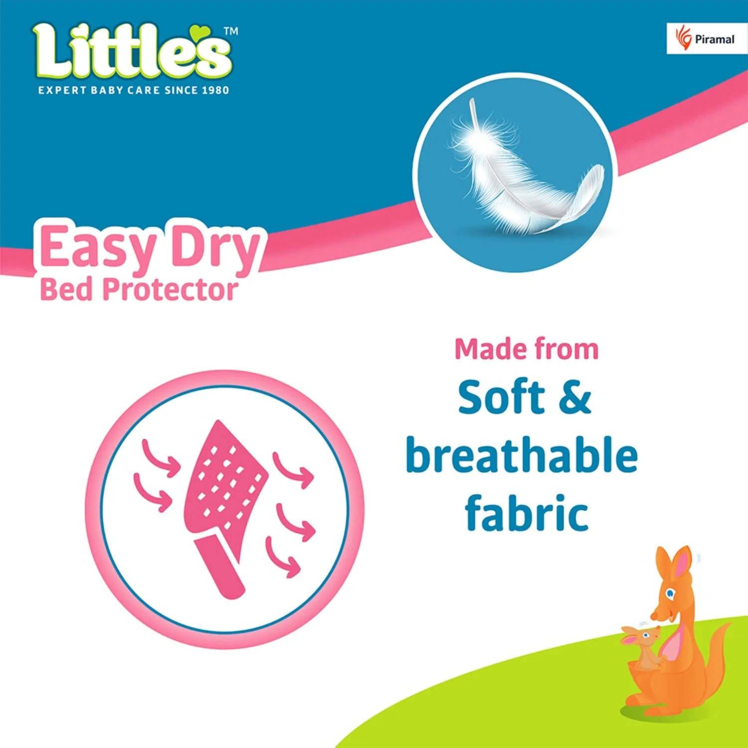 Little's Easy Dry Cotton Bed Protector - Pink - Image 3