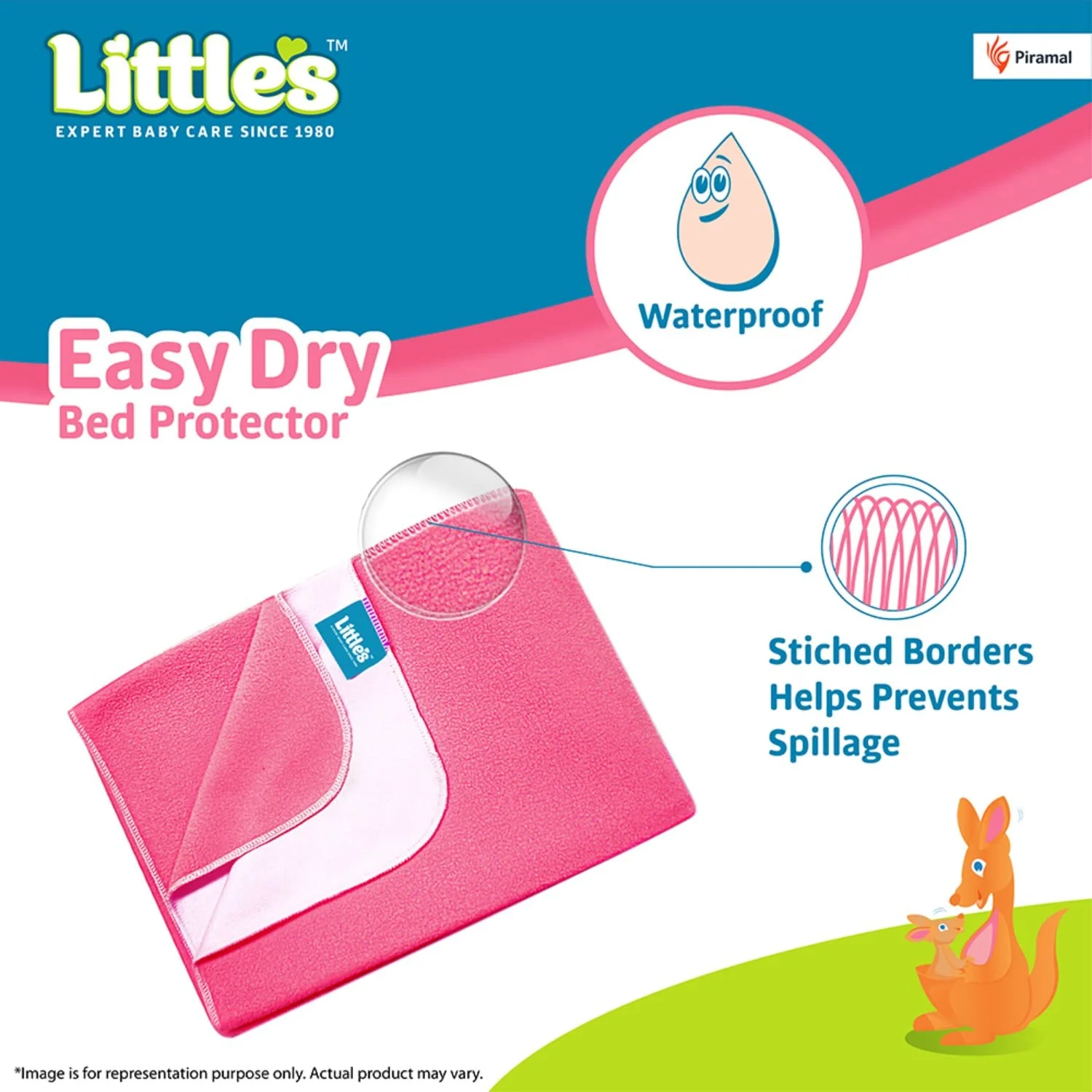 Little's Easy Dry Cotton Bed Protector - Pink - Image 4