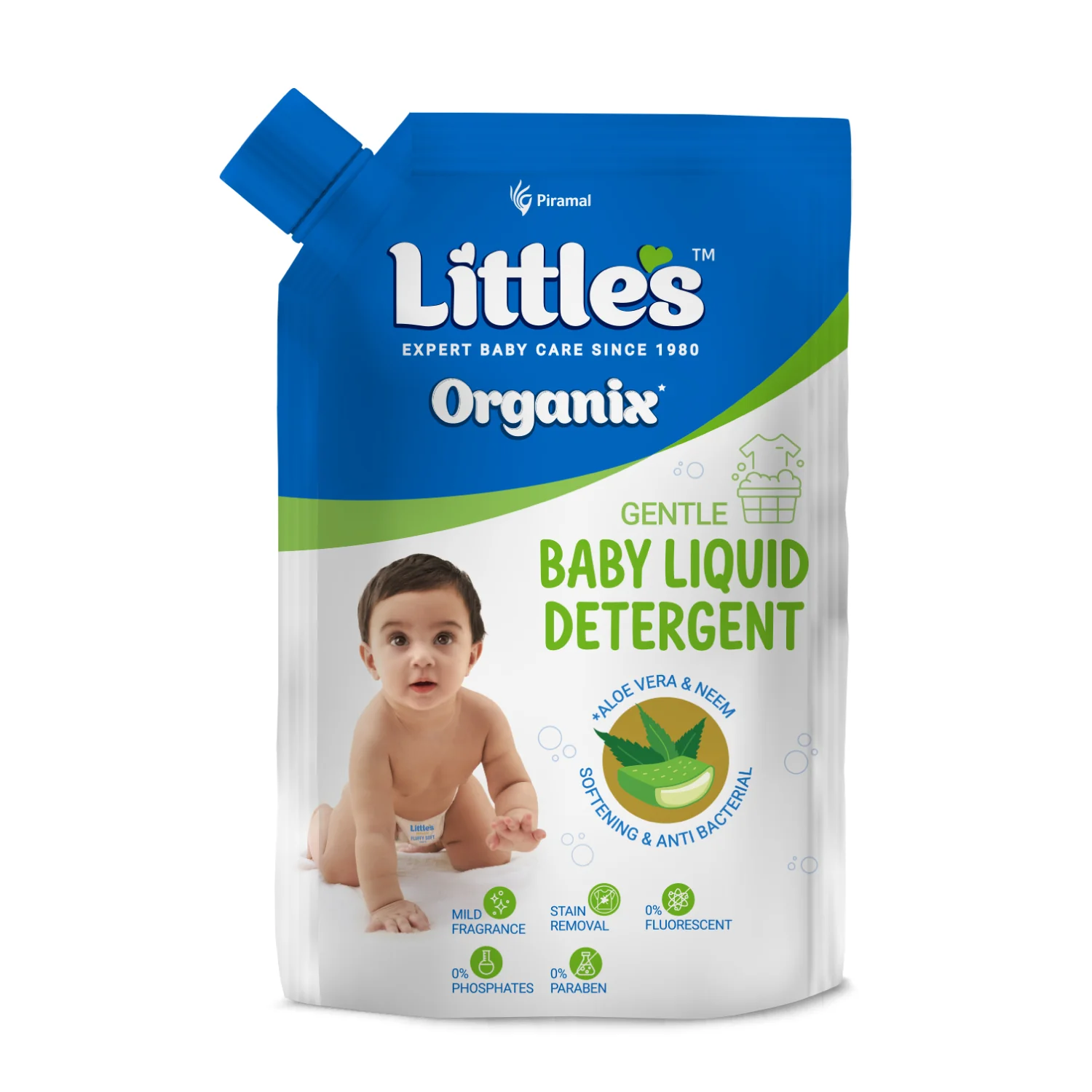 Little's Organix Gentle Baby Liquid Detergent  | Enriched with Aloe Vera and Neem extracts | Free from Parabens, Phosphates, Brighteners & Bleach - 1L - Image 10