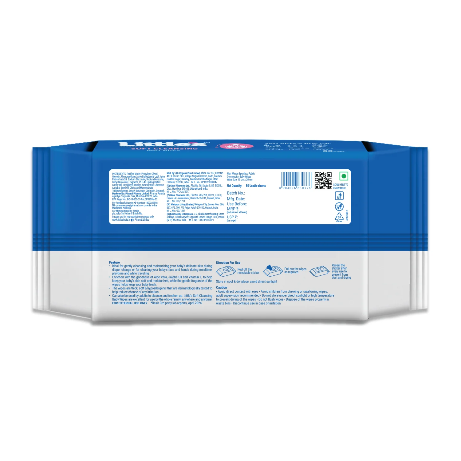 Little's Soft Cleansing Baby Wipes | Contains Aloe Vera & Jojoba Oil -80 wipes - Image 16