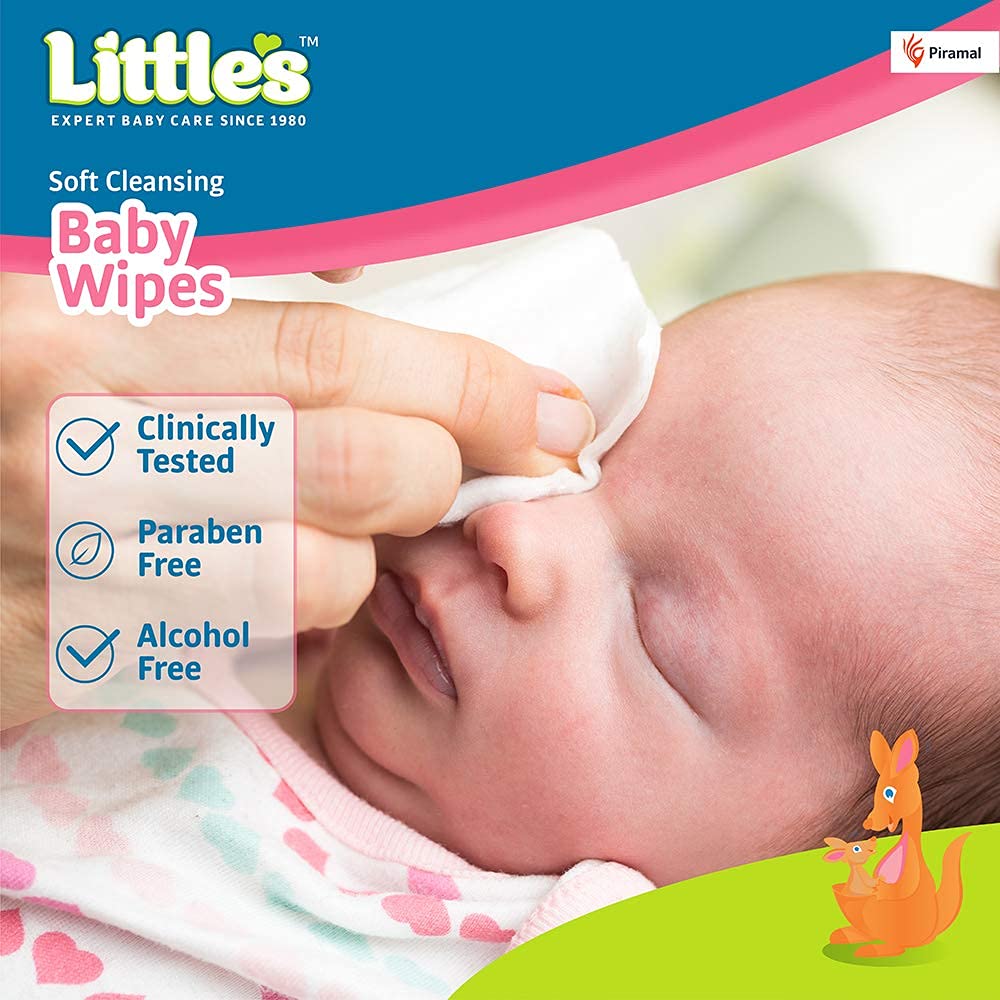 Little's Soft Cleansing Baby Wipes | Contains Aloe Vera & Jojoba Oil -80 wipes - Image 3