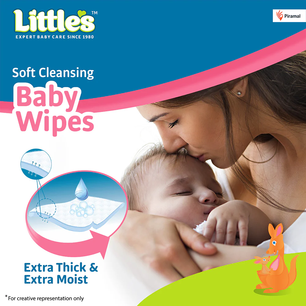 Little's Soft Cleansing Baby Wipes | Contains Aloe Vera & Jojoba Oil -80 wipes - Image 5
