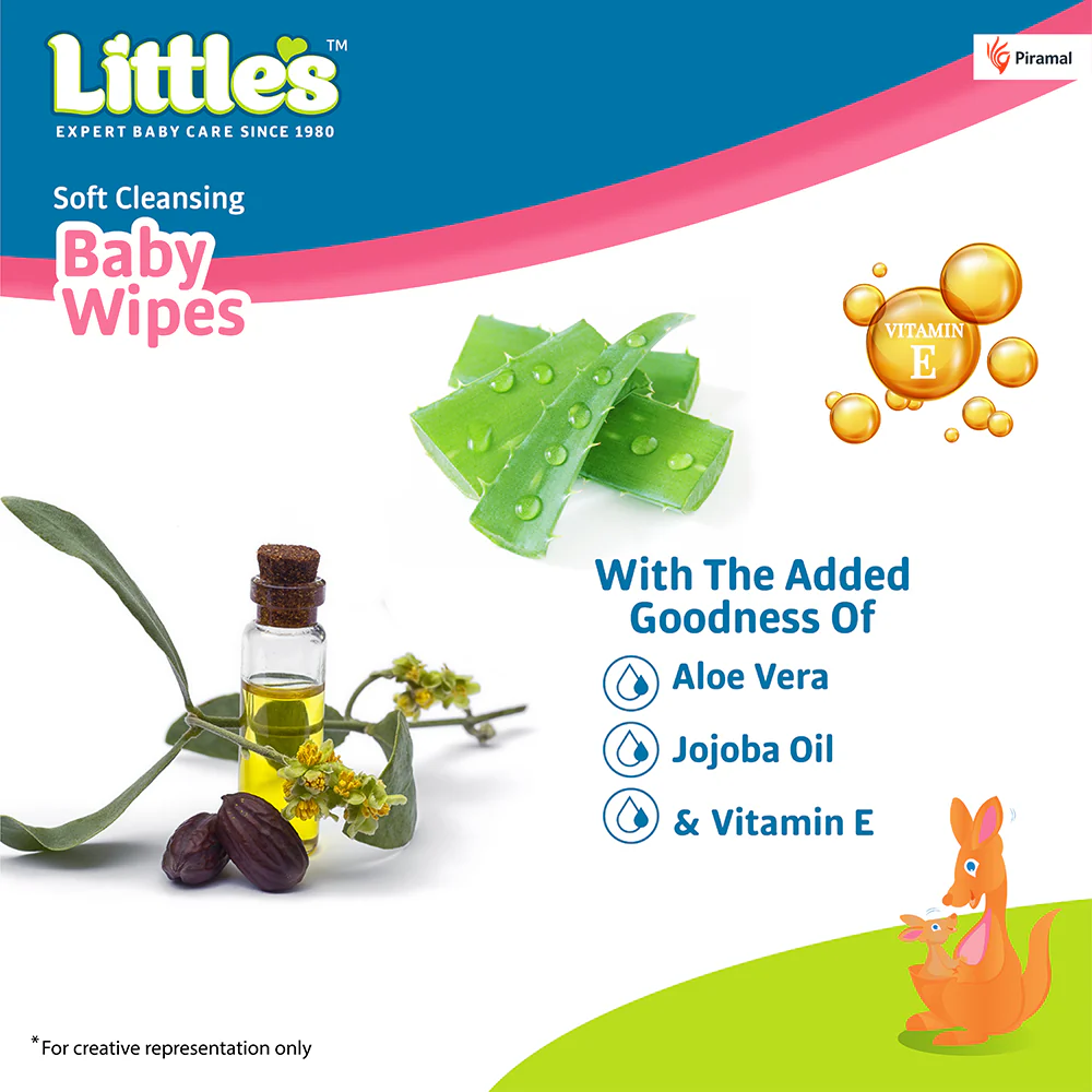 Little's Soft Cleansing Baby Wipes | Contains Aloe Vera & Jojoba Oil -80 wipes - Image 6