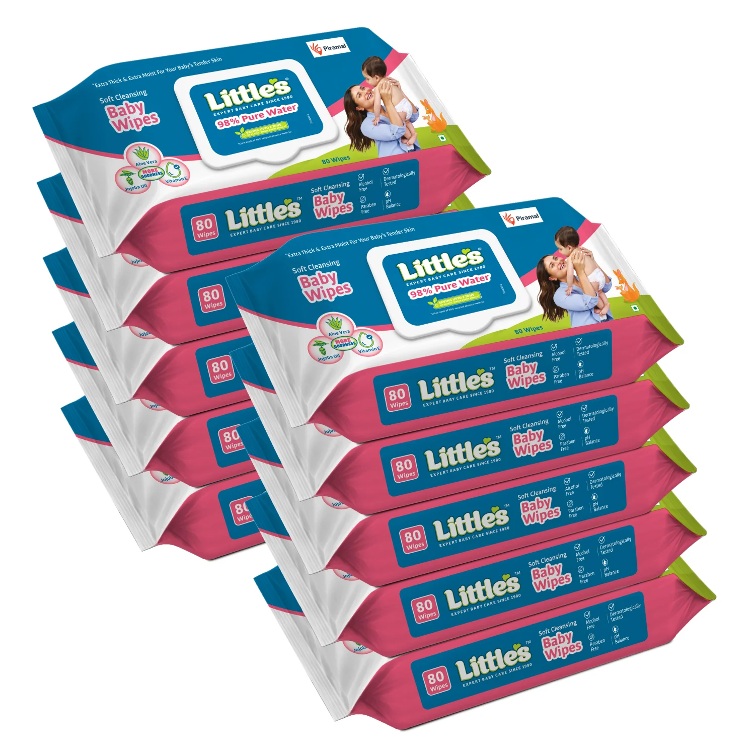 Little's Soft Cleansing Baby Wipes Lid Pack | Contains Aloe Vera & Jojoba Oil -80 Wipes - Image 10