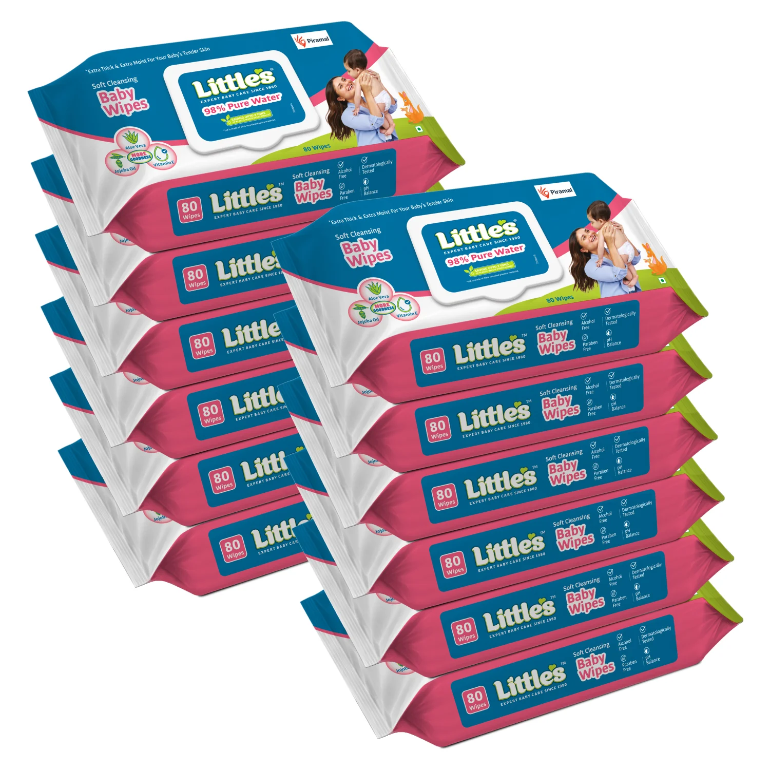 Little's Soft Cleansing Baby Wipes Lid Pack | Contains Aloe Vera & Jojoba Oil -80 Wipes - Image 11