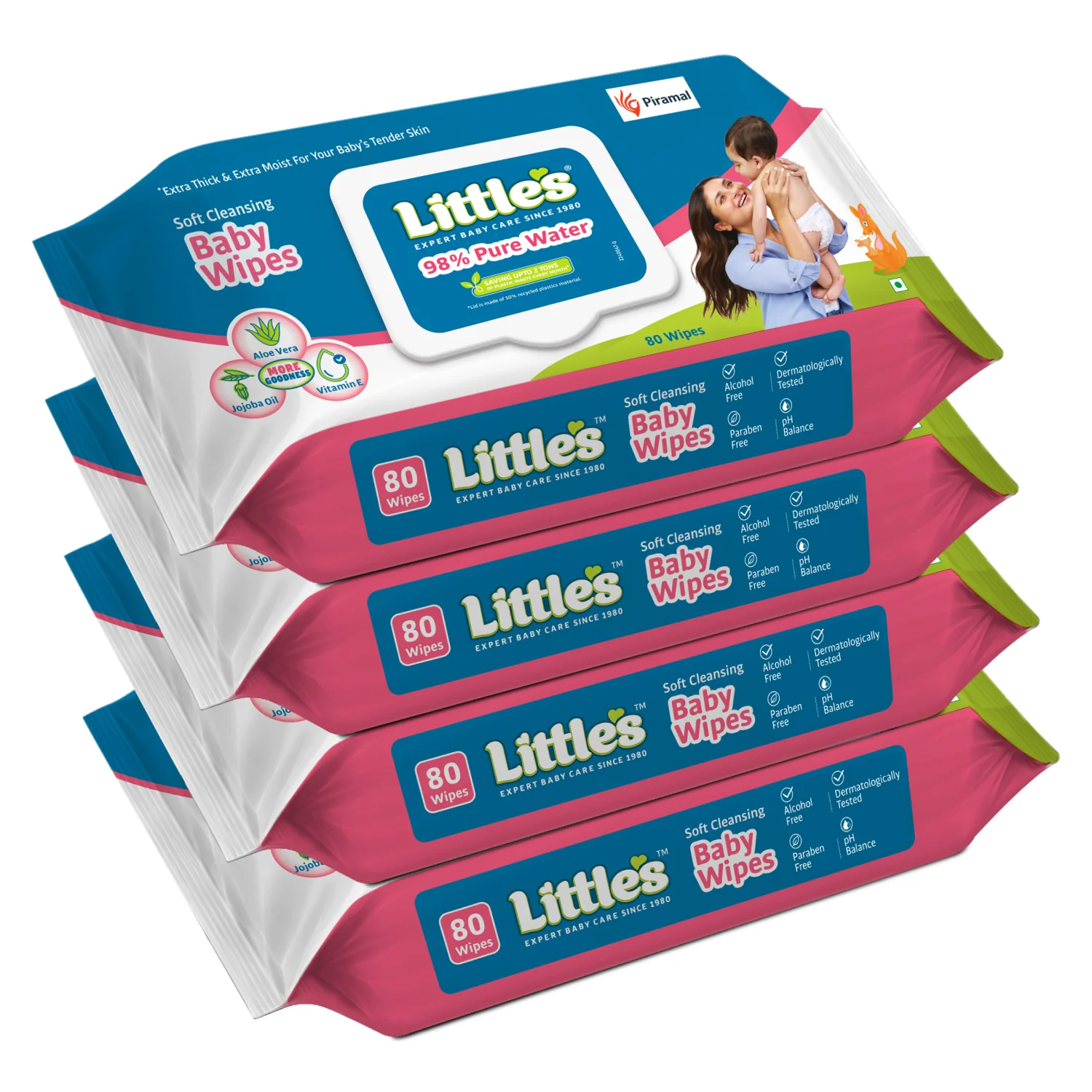 Little's Soft Cleansing Baby Wipes Lid Pack | Contains Aloe Vera & Jojoba Oil -80 Wipes - Image 13
