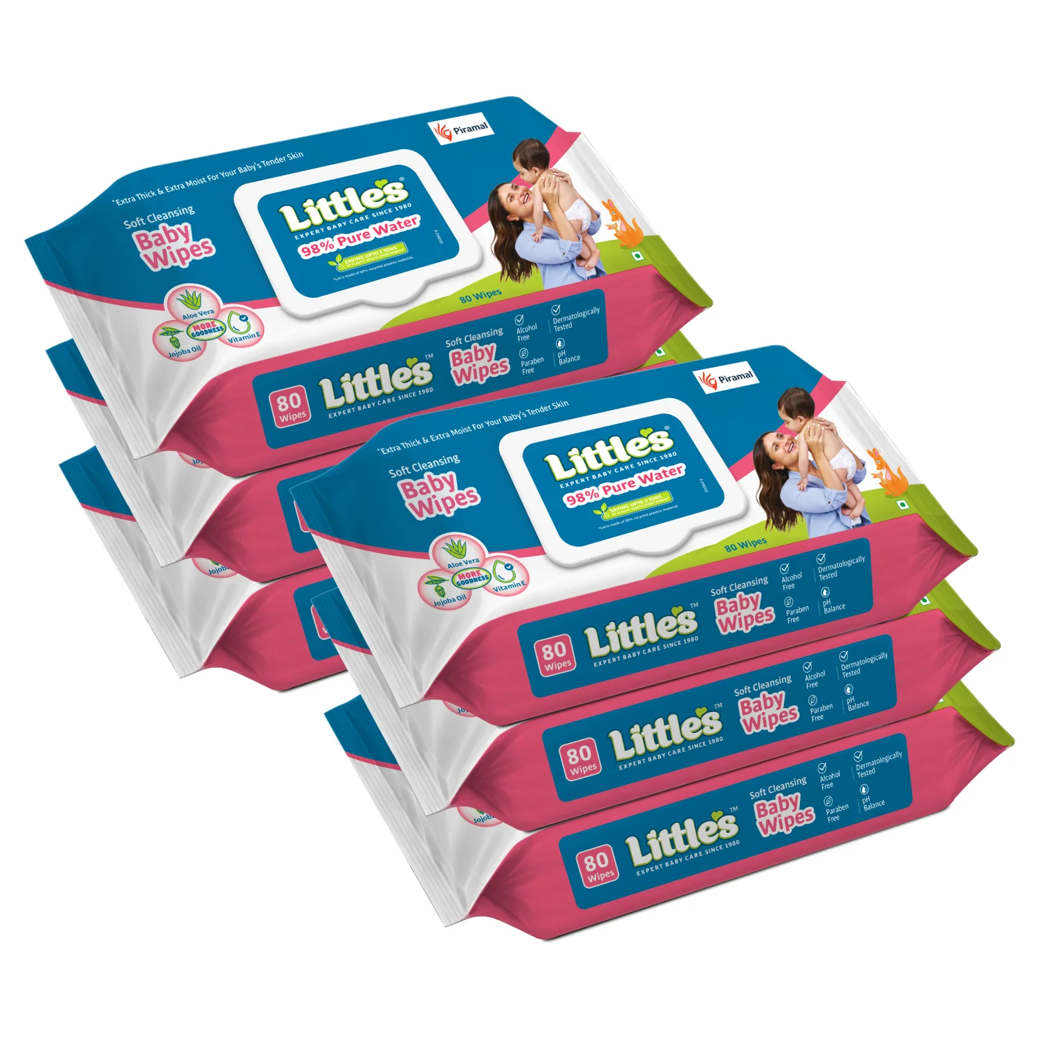 Little's Soft Cleansing Baby Wipes Lid Pack | Contains Aloe Vera & Jojoba Oil -80 Wipes - Image 15