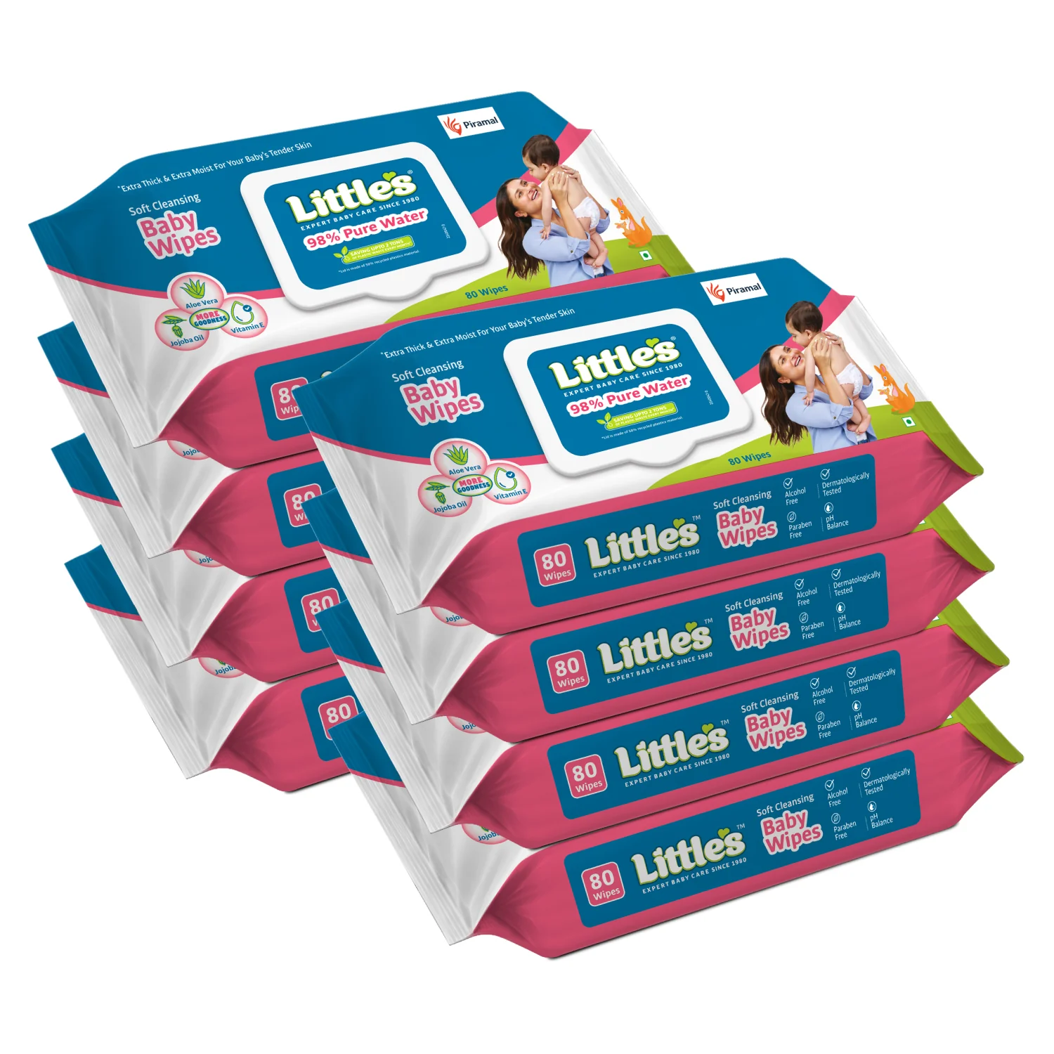 Little's Soft Cleansing Baby Wipes Lid Pack | Contains Aloe Vera & Jojoba Oil -80 Wipes - Image 16