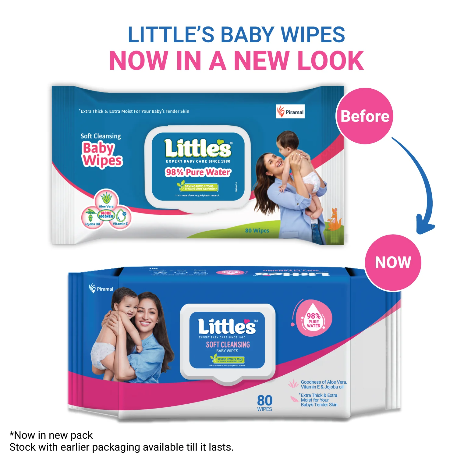 Little's Soft Cleansing Baby Wipes Lid Pack | Contains Aloe Vera & Jojoba Oil -80 Wipes - Image 6