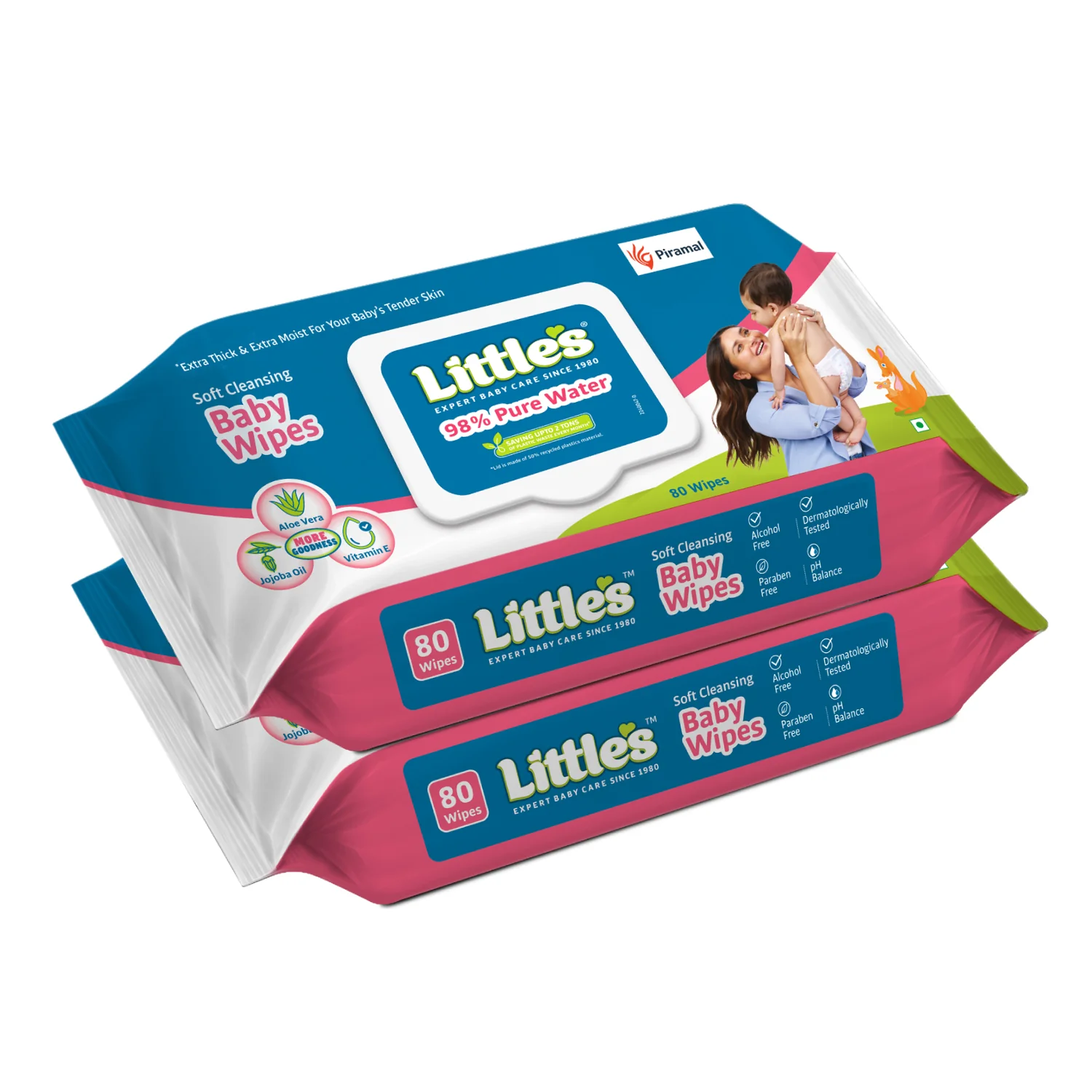 Little's Soft Cleansing Baby Wipes Lid Pack | Contains Aloe Vera & Jojoba Oil -80 Wipes - Image 9
