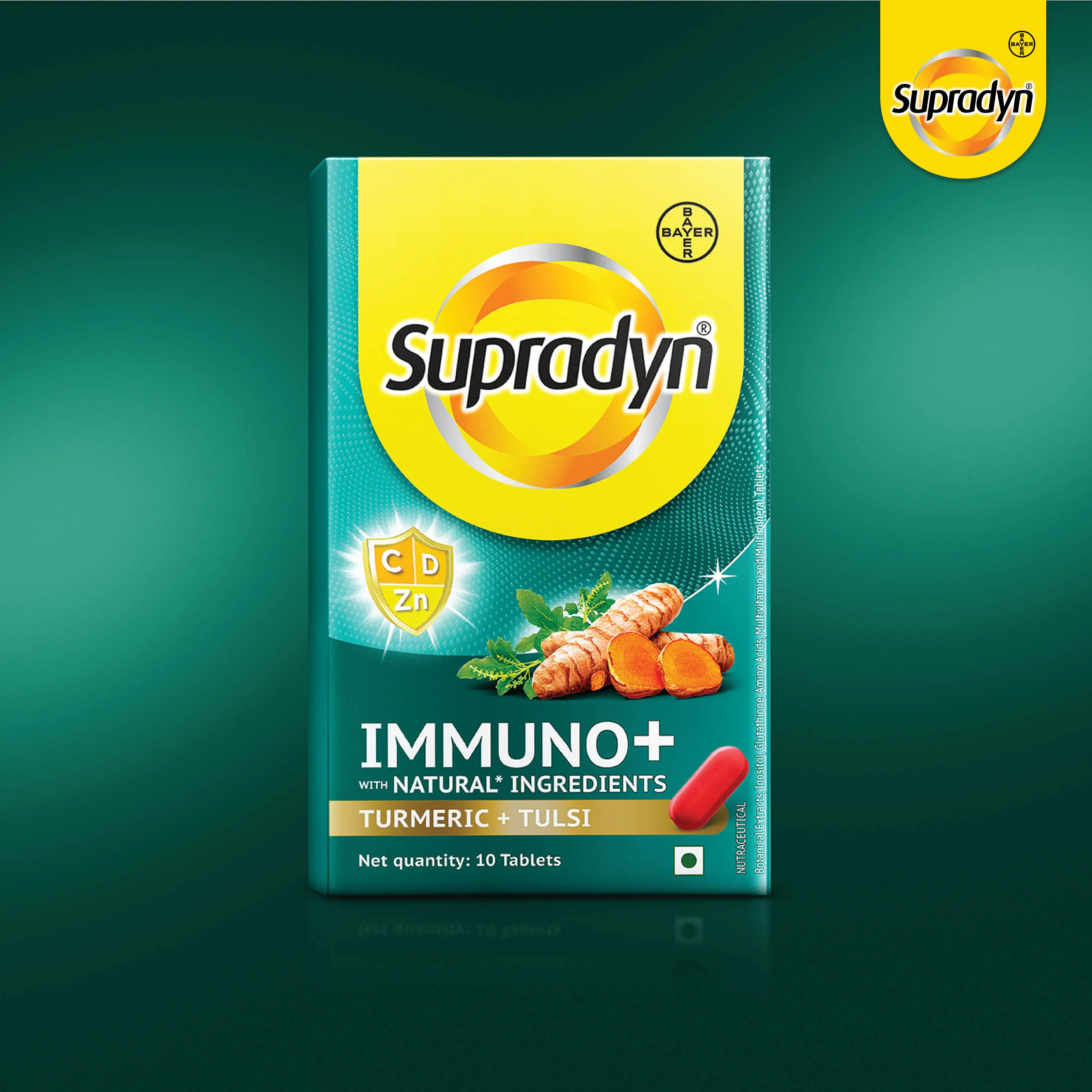 Supradyn Immuno+ Multivitamin with Turmeric & Tulsi | Tablet for Energy & Immunity-  10 Tablets - Image 3