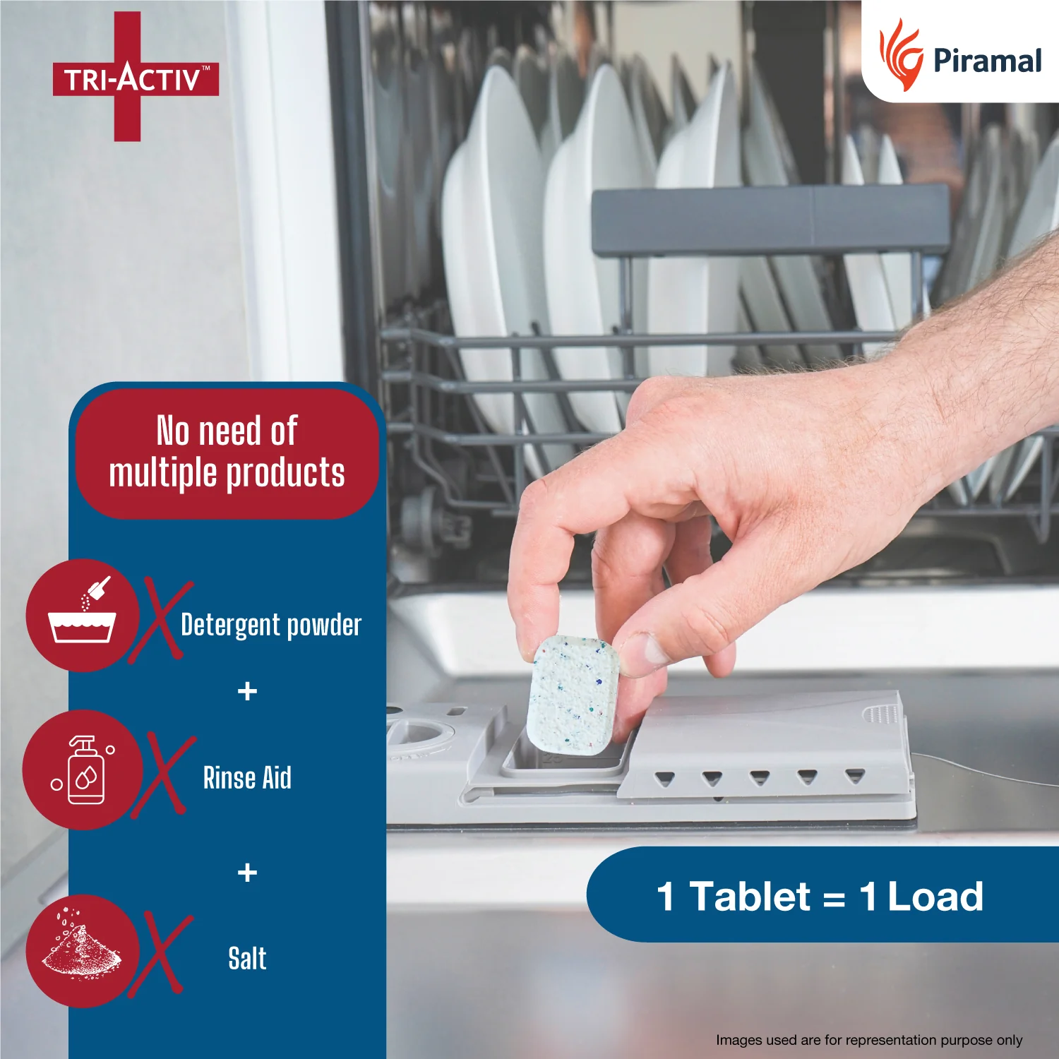 Tri-Activ All-in-One Dishwasher Tablet by Piramal I 30 Units - Image 6